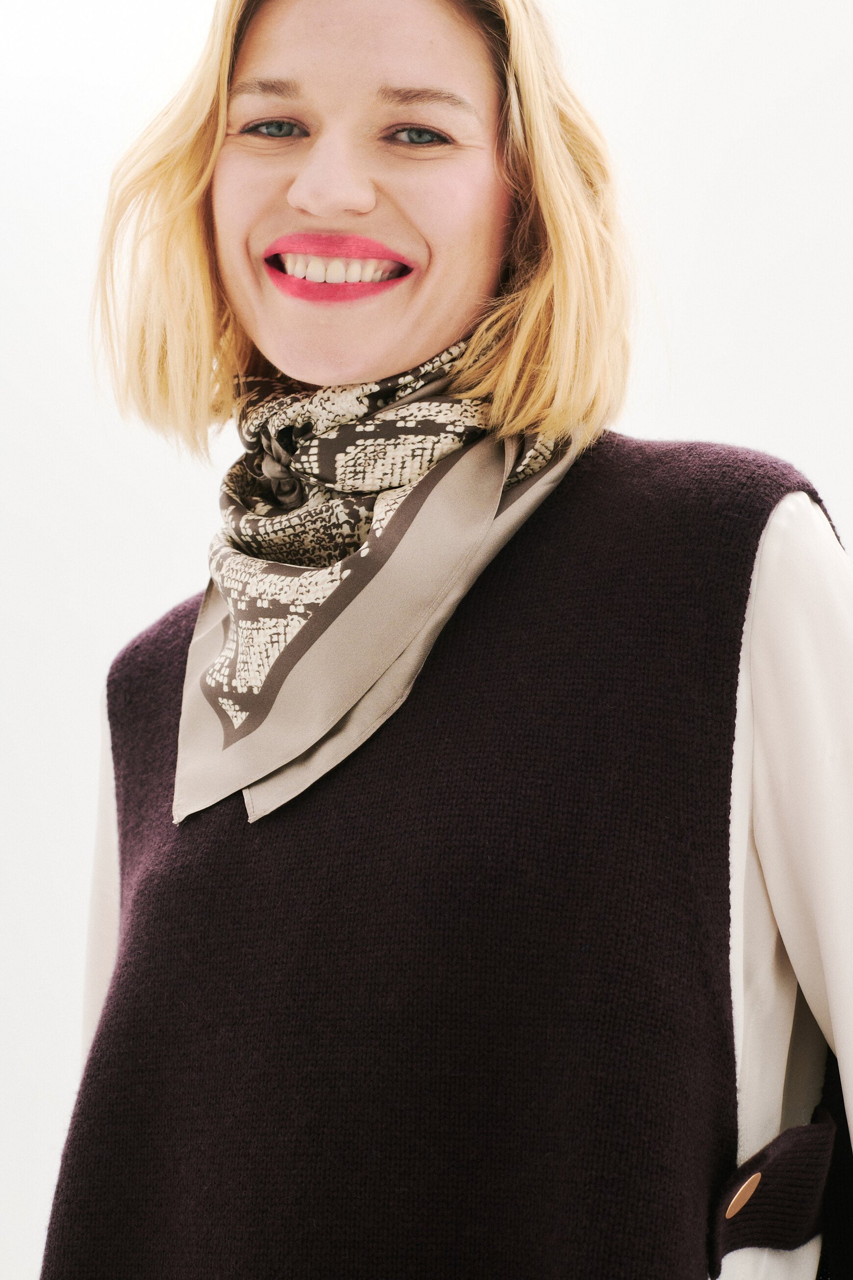 Foulard Lesnake 100% seta grigio talpa donna