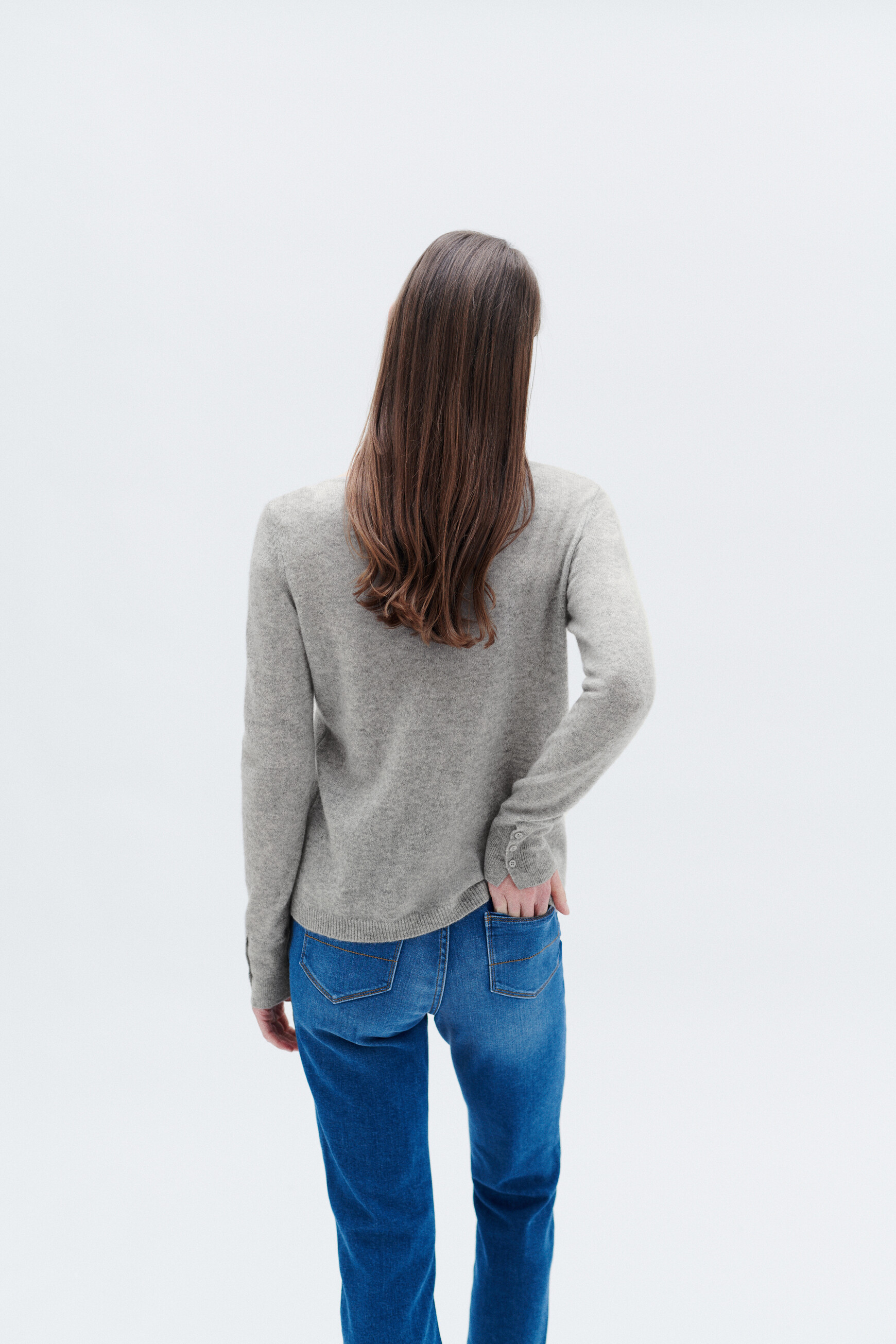 Maglione mzoan 100% cashmere grigio chiaro donna