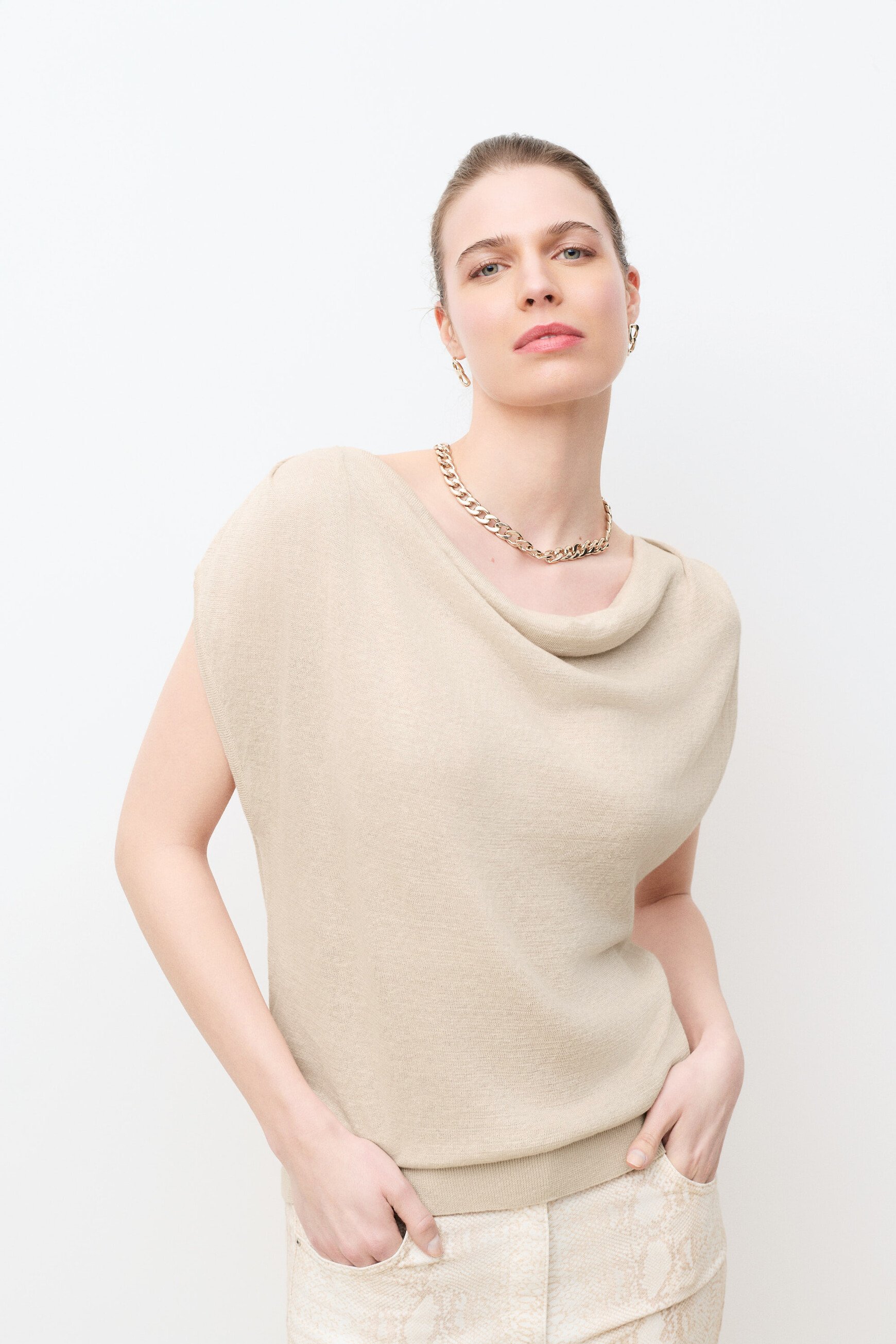 Maglione Mvera 100% lino sabbia donna