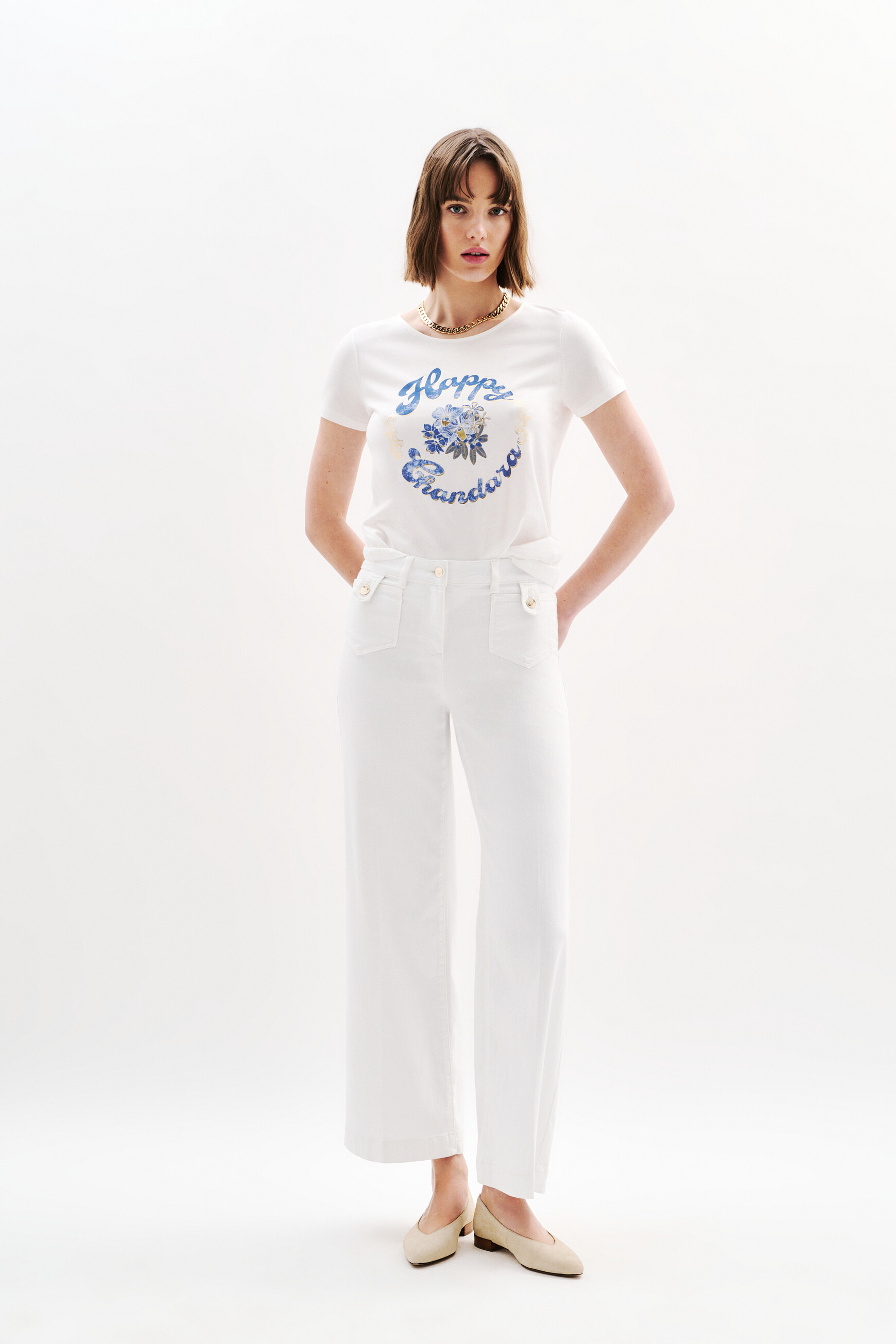 t shirt toutes a lecole taxime happy ecru vrouw T-shirt toutes à l'école taxime happy ecru vrouw