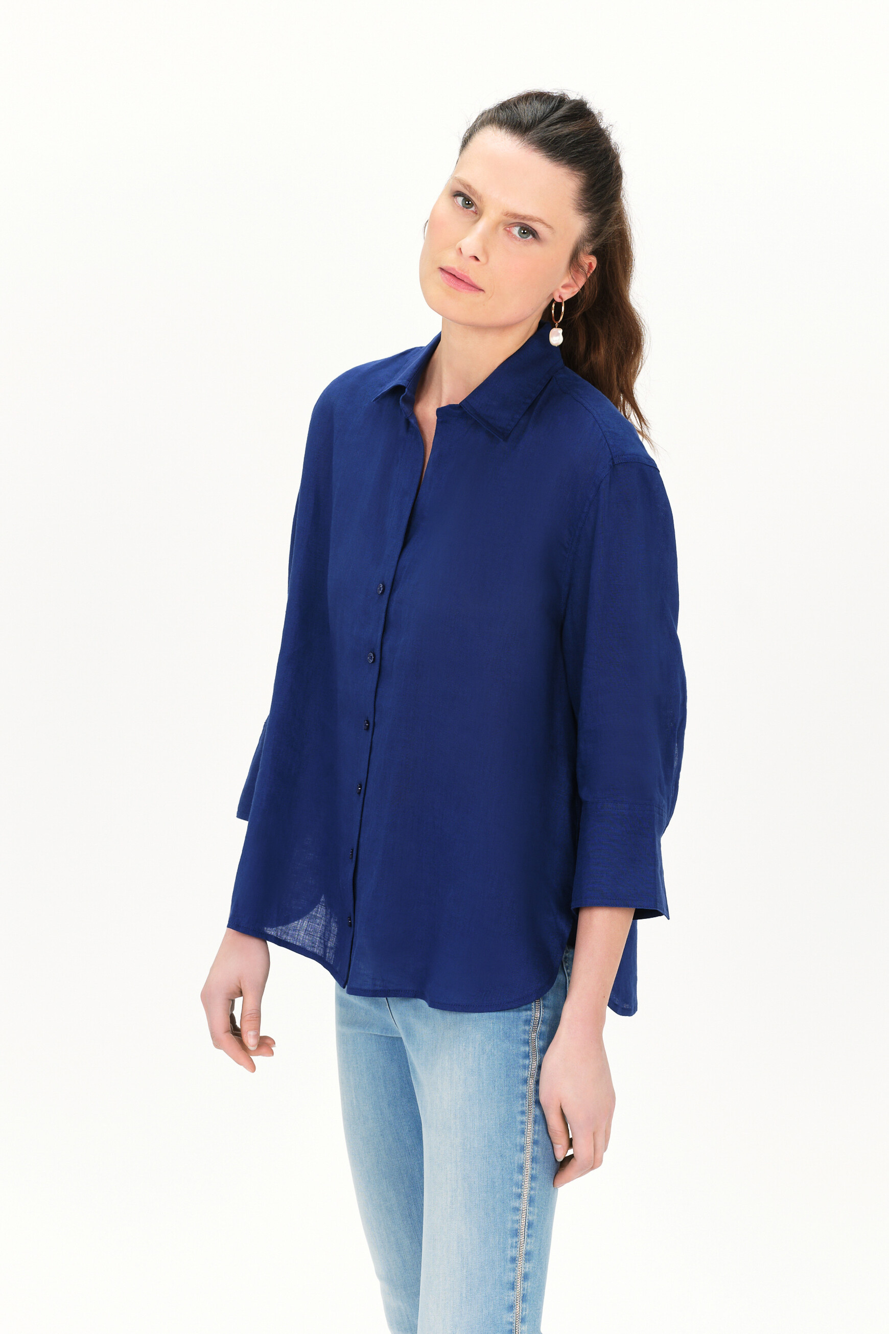 camisa coraline 100 lino azul marino mujer Camisa Coraline 100% lino azul marino mujer
