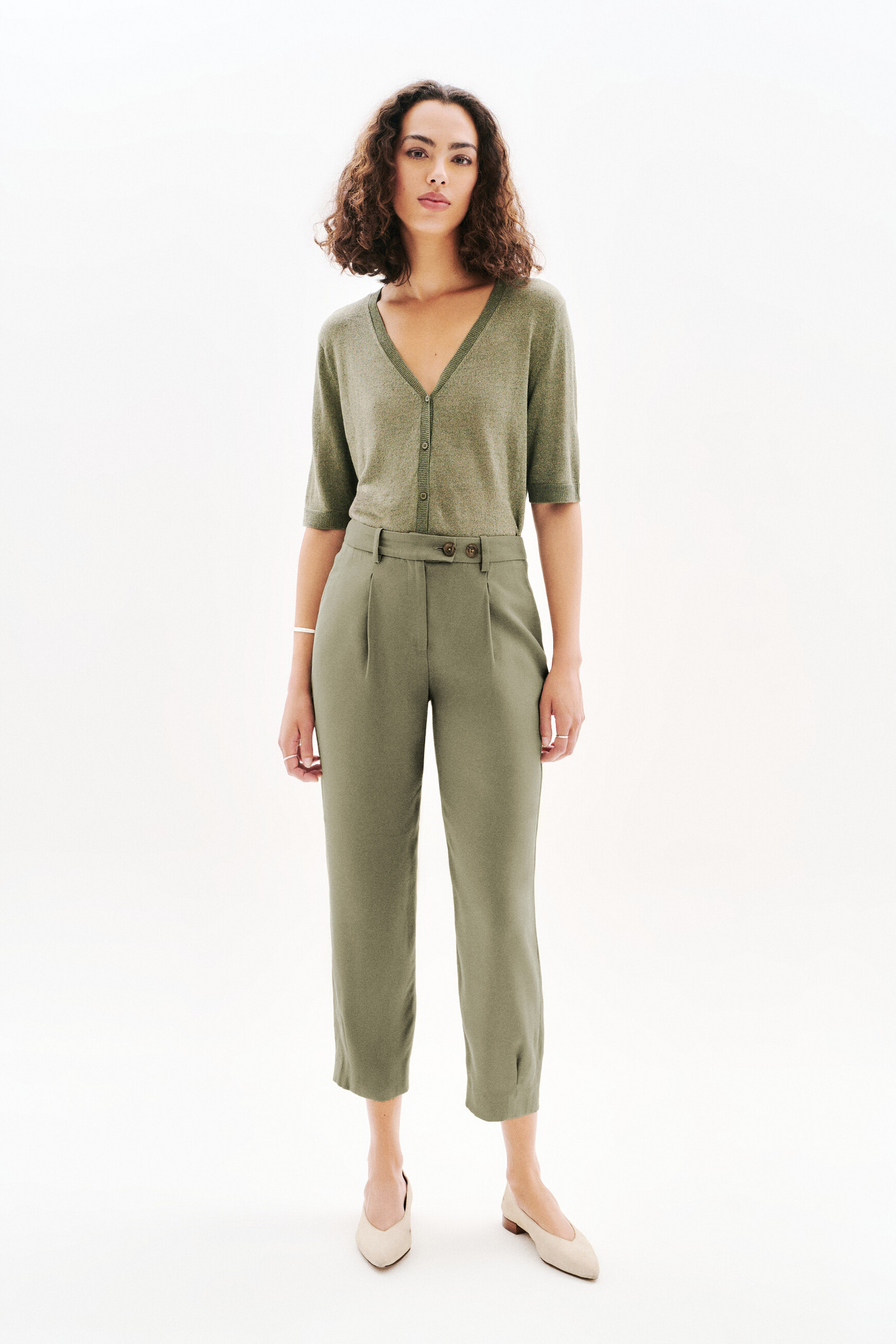 pantalon pvicky vert kaki femme Pantalon Pvicky vert kaki femme