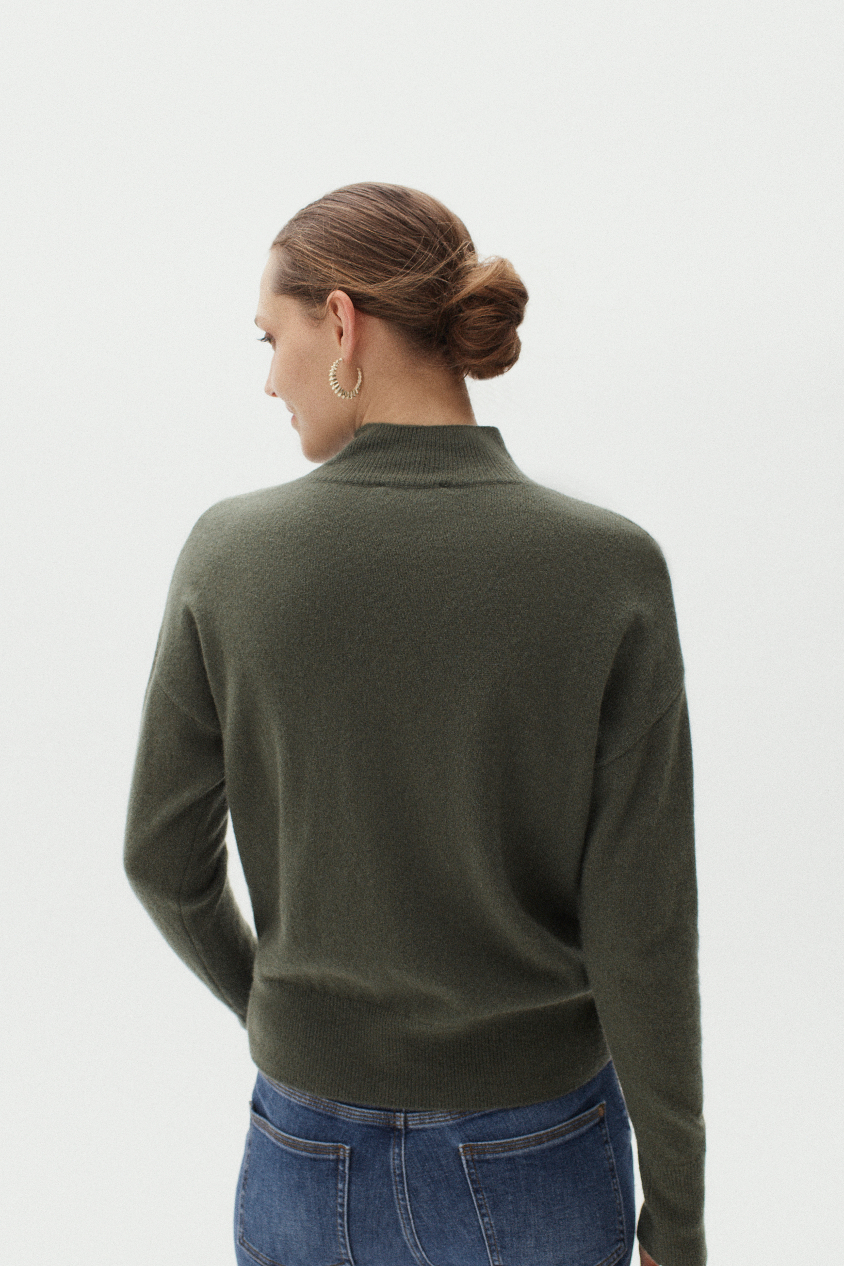pull bibus 100 cachemire vert kaki femme pull bibus 100% cachemire vert kaki femme