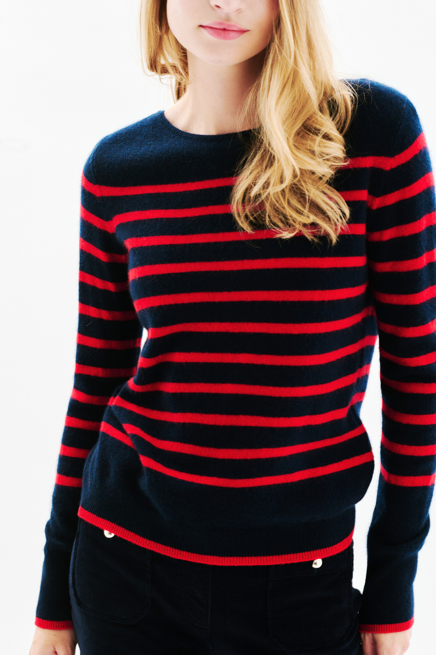 Jersey mzoely 100% cachemira azul marino mujer