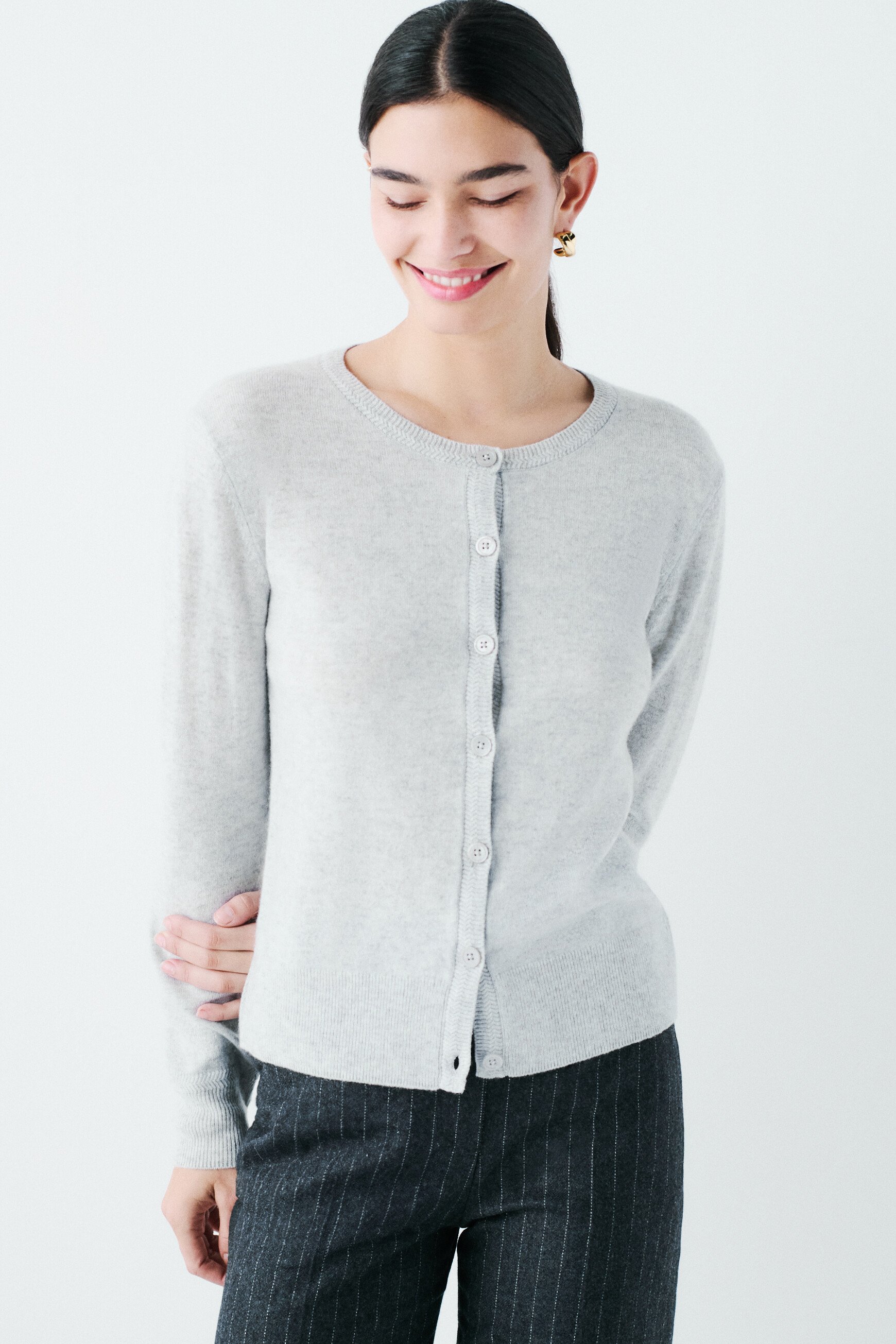 mcaroline 100% cashmere cardigan light grey woman