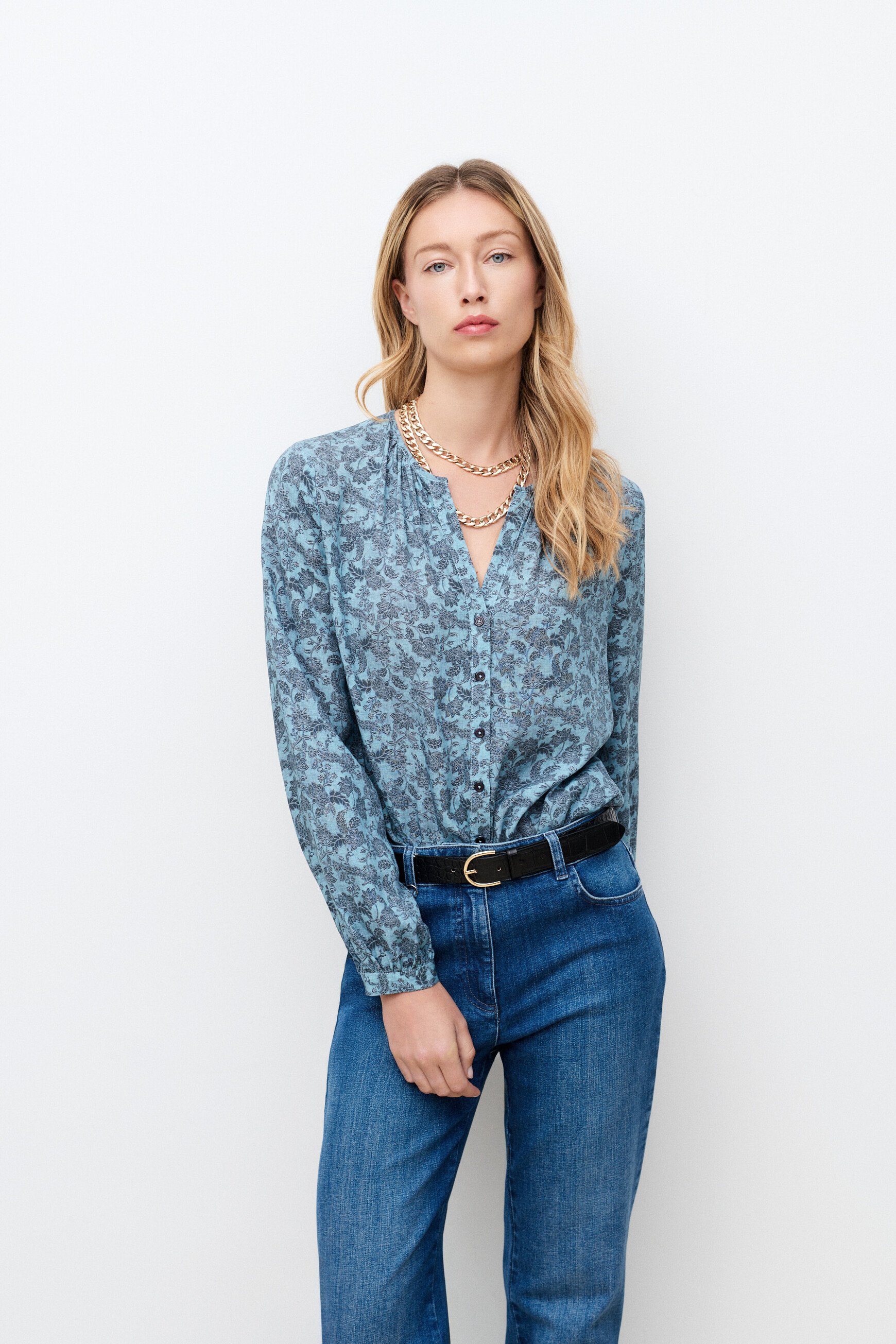 Chemise Colomby bleu gris femme