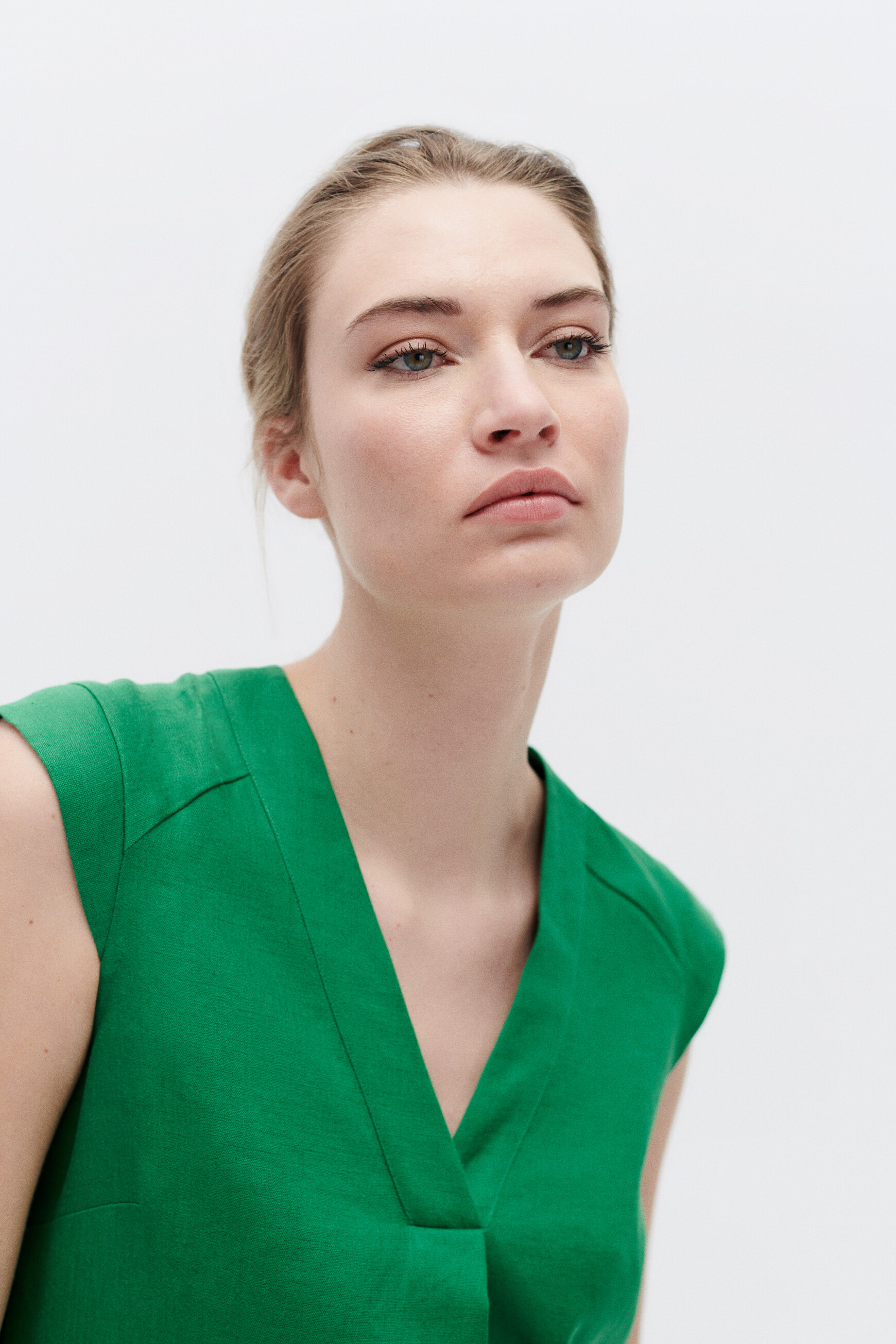 Vestido Pamela 100 lino verde menta mujer