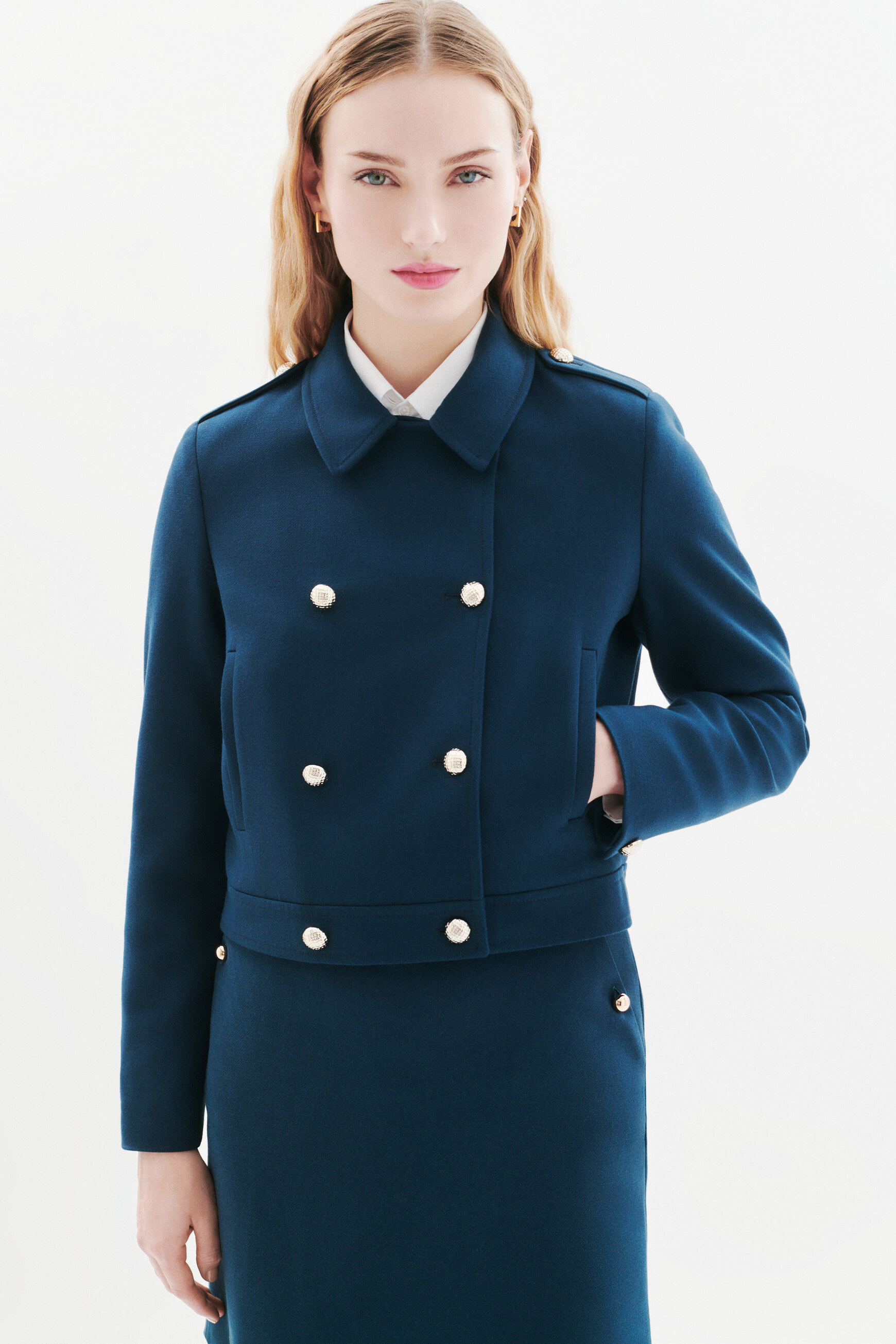 chaqueta vicomte azul petroleo mujer Chaqueta Vicomte azul petróleo mujer
