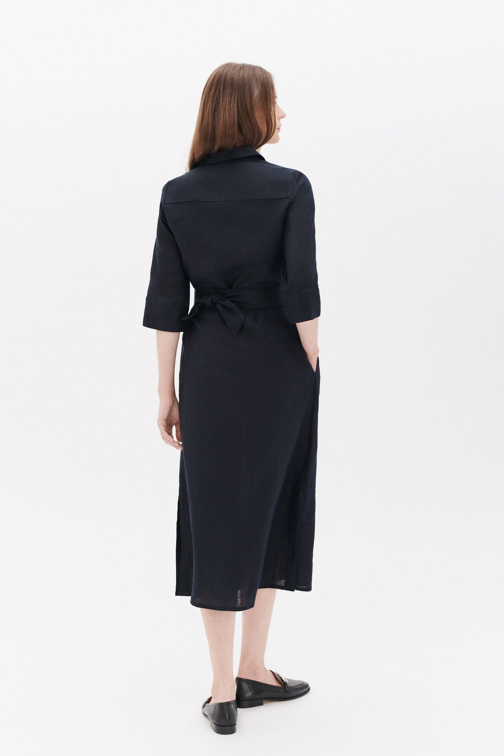 robe yana 100 lin bleu marine femme robe yana 100% lin bleu marine femme