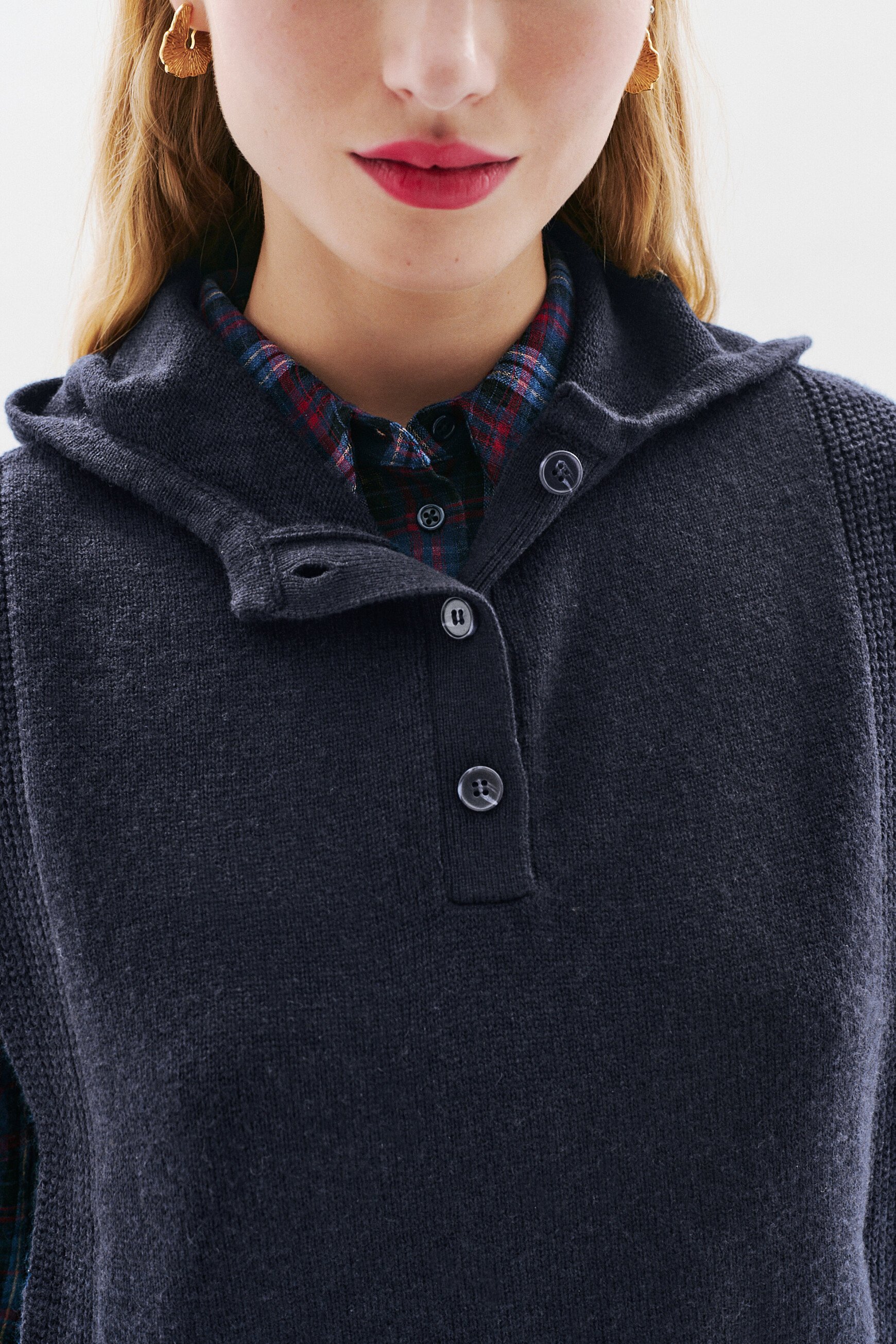 Poncho Yseo bleu marine femme