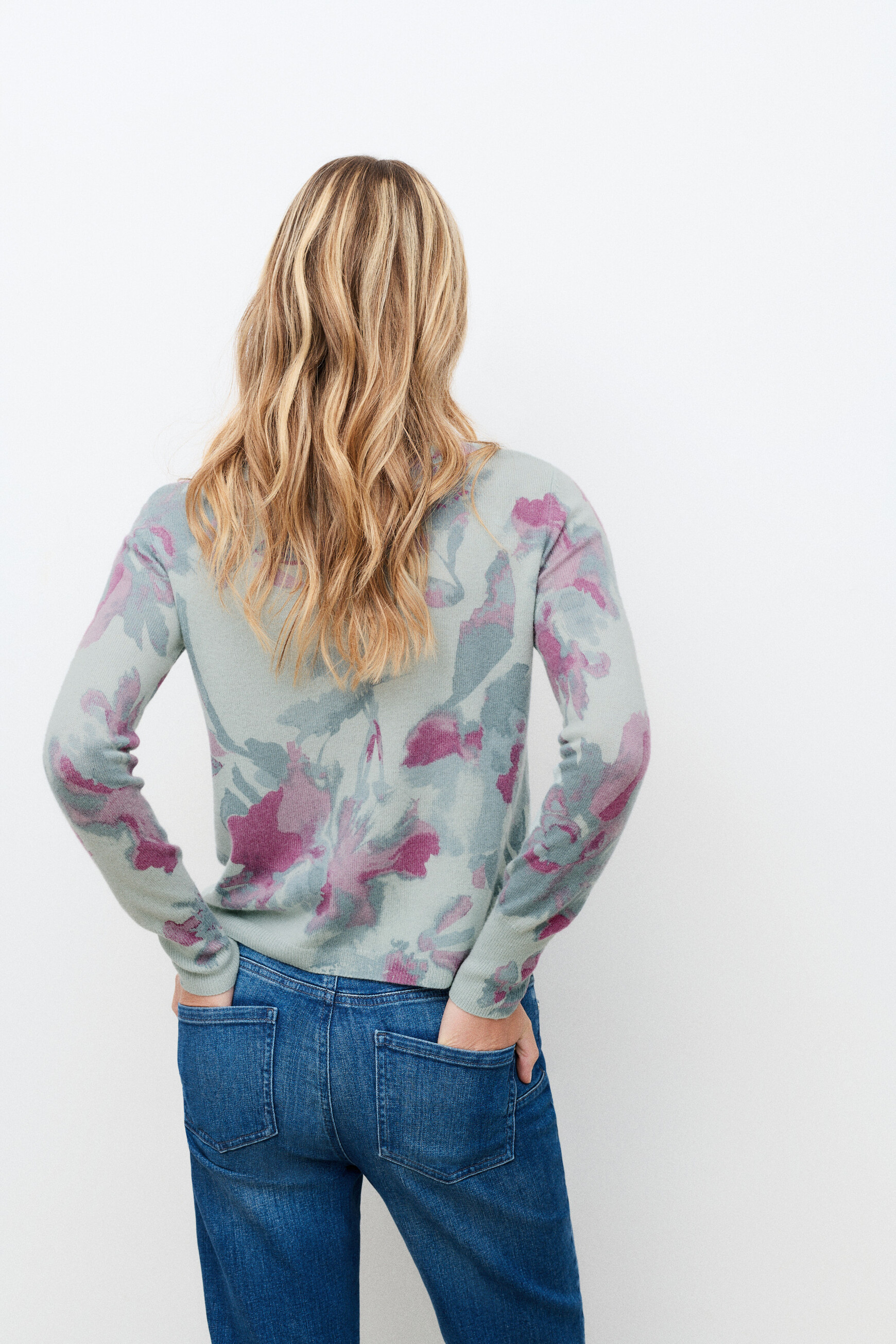 Mzoelo2 Pullover 100% Kaschmir blau grau damen