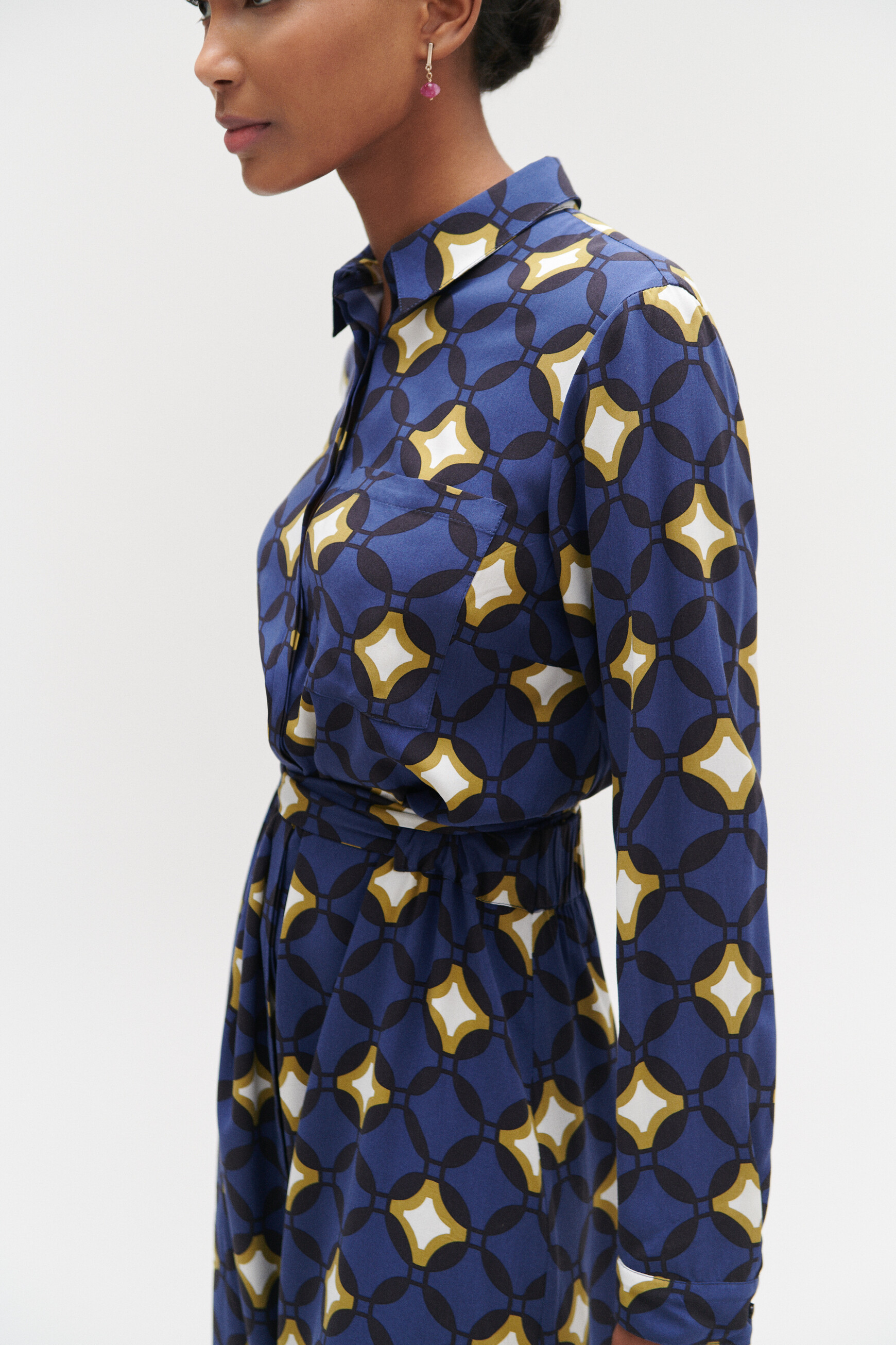robe maya imprimee bleu electrique femme