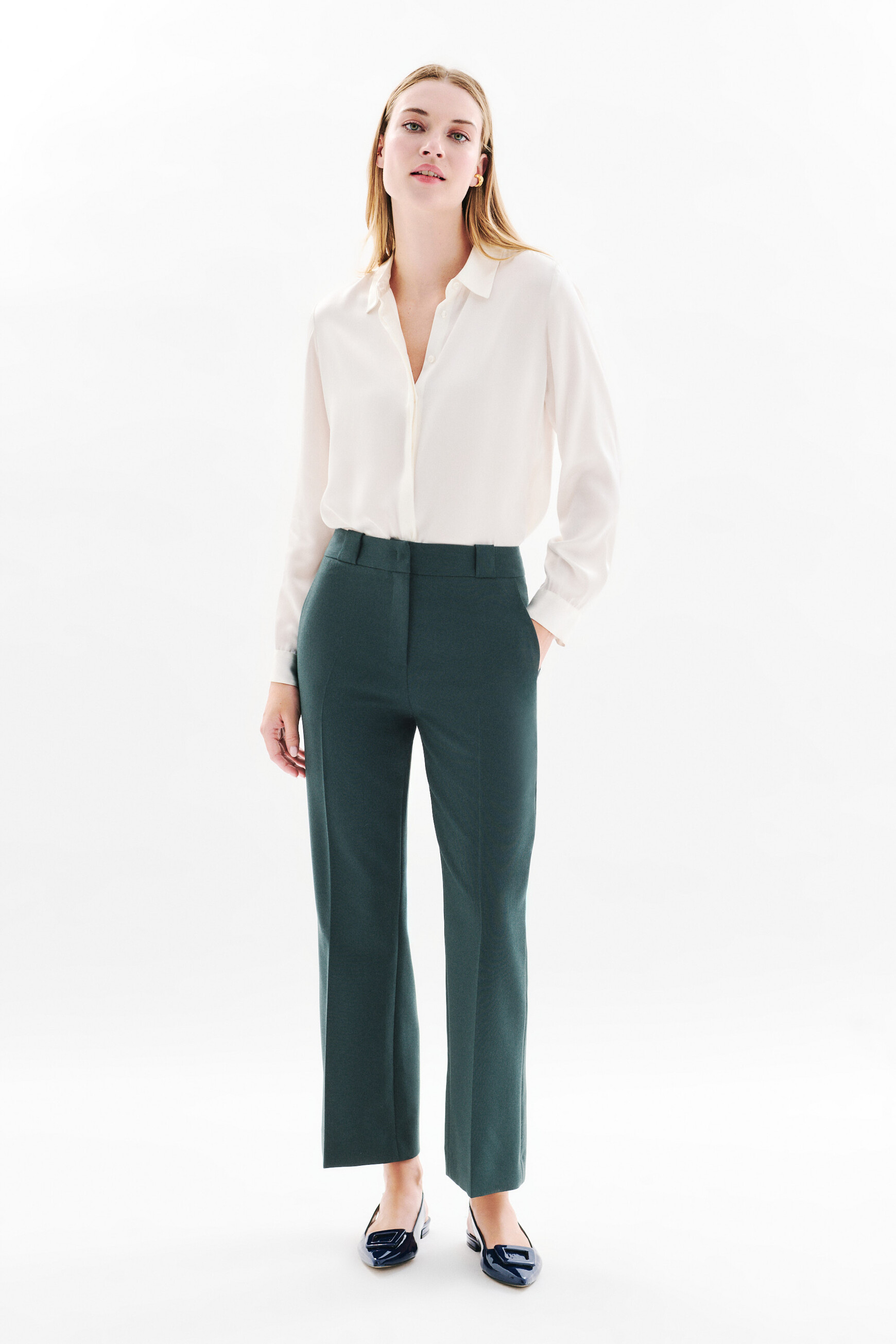 Pantalon Pelagie vert foncé femme
