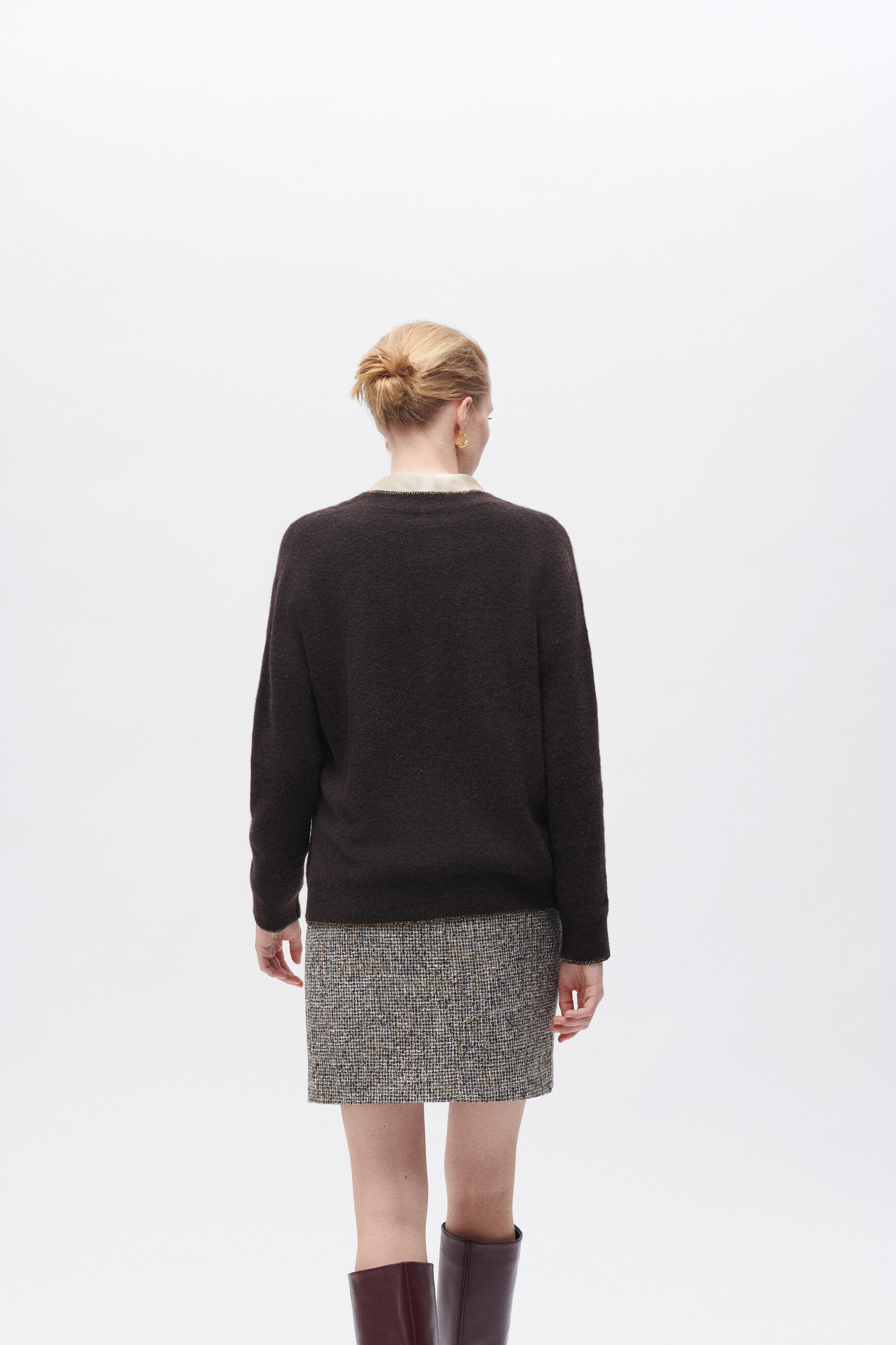 Pull mazarine marron fonce femme