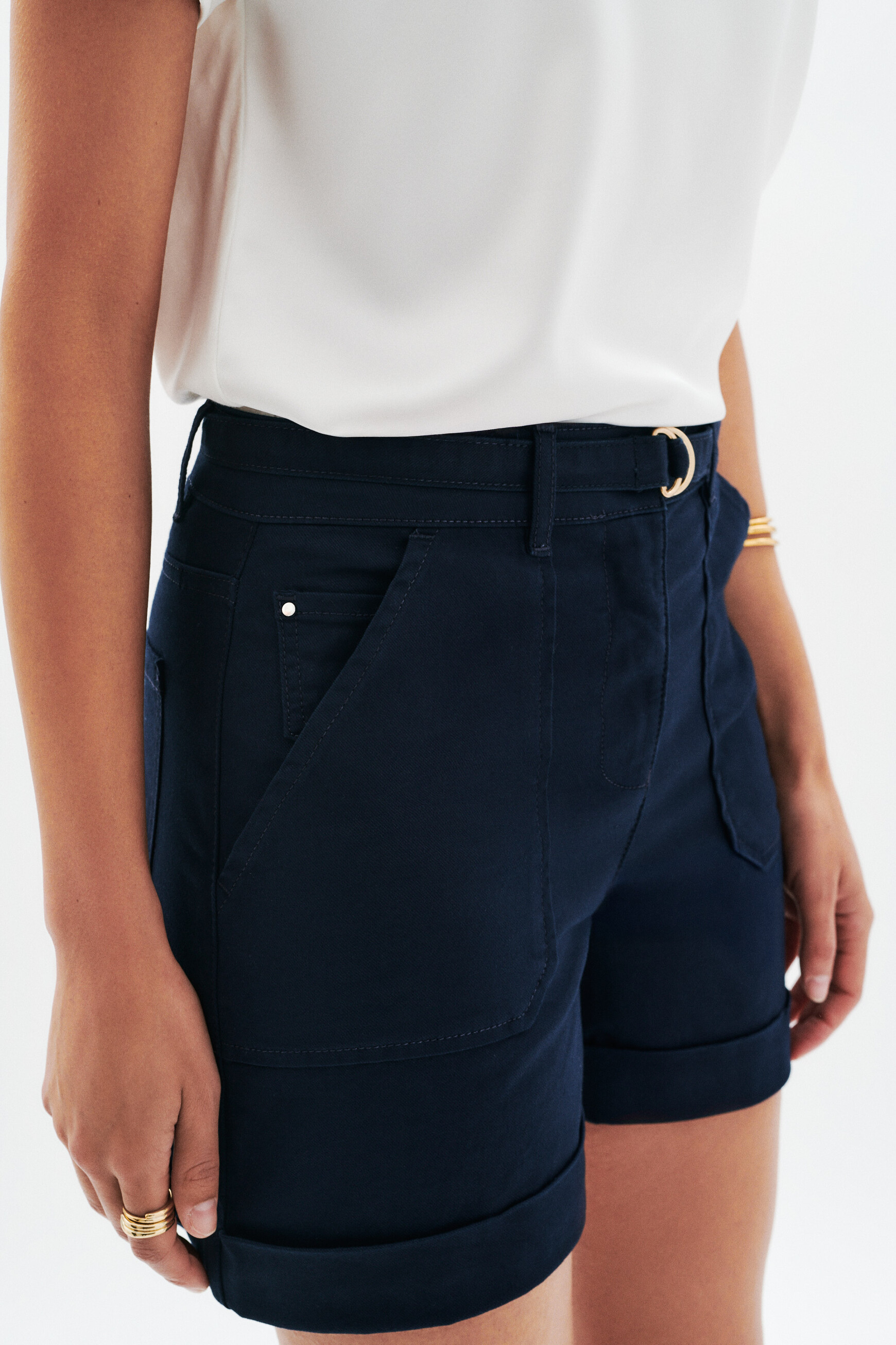 Short Sitano bleu marine femme