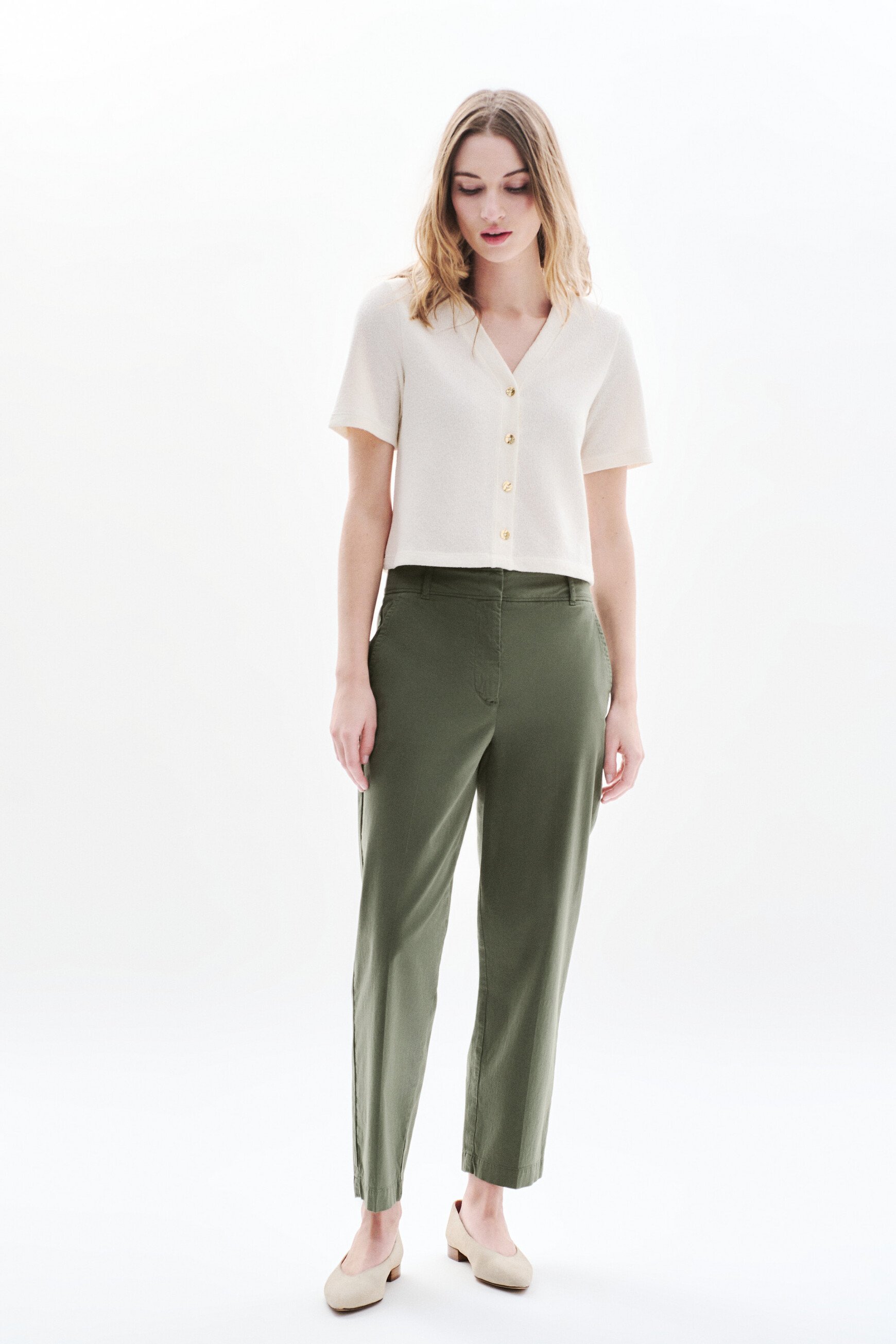 pantalon pedalo vert kaki femme Pantalon Pedalo vert kaki femme