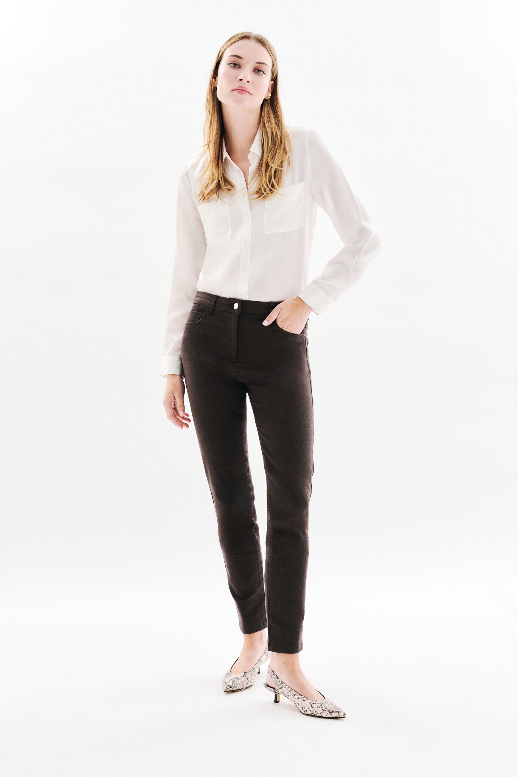 pantalon tony marron foncé femme