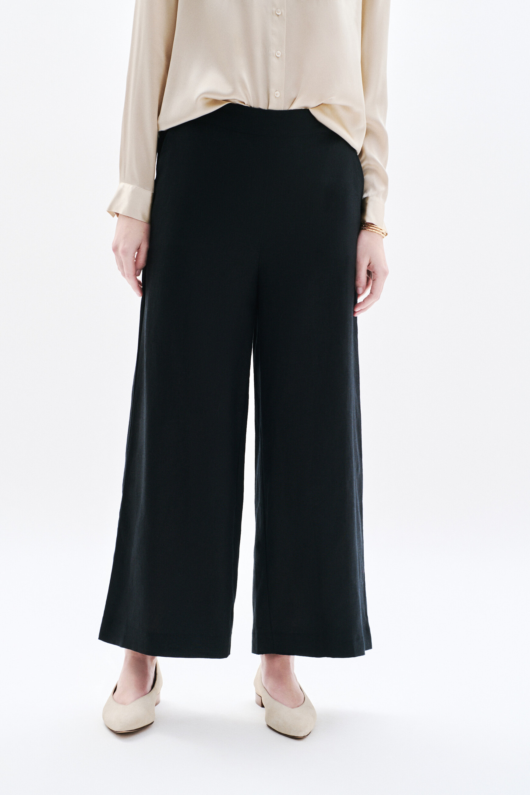 pantalon pandi 100 lino negro mujer Pantalón Pandi 100% lino negro mujer