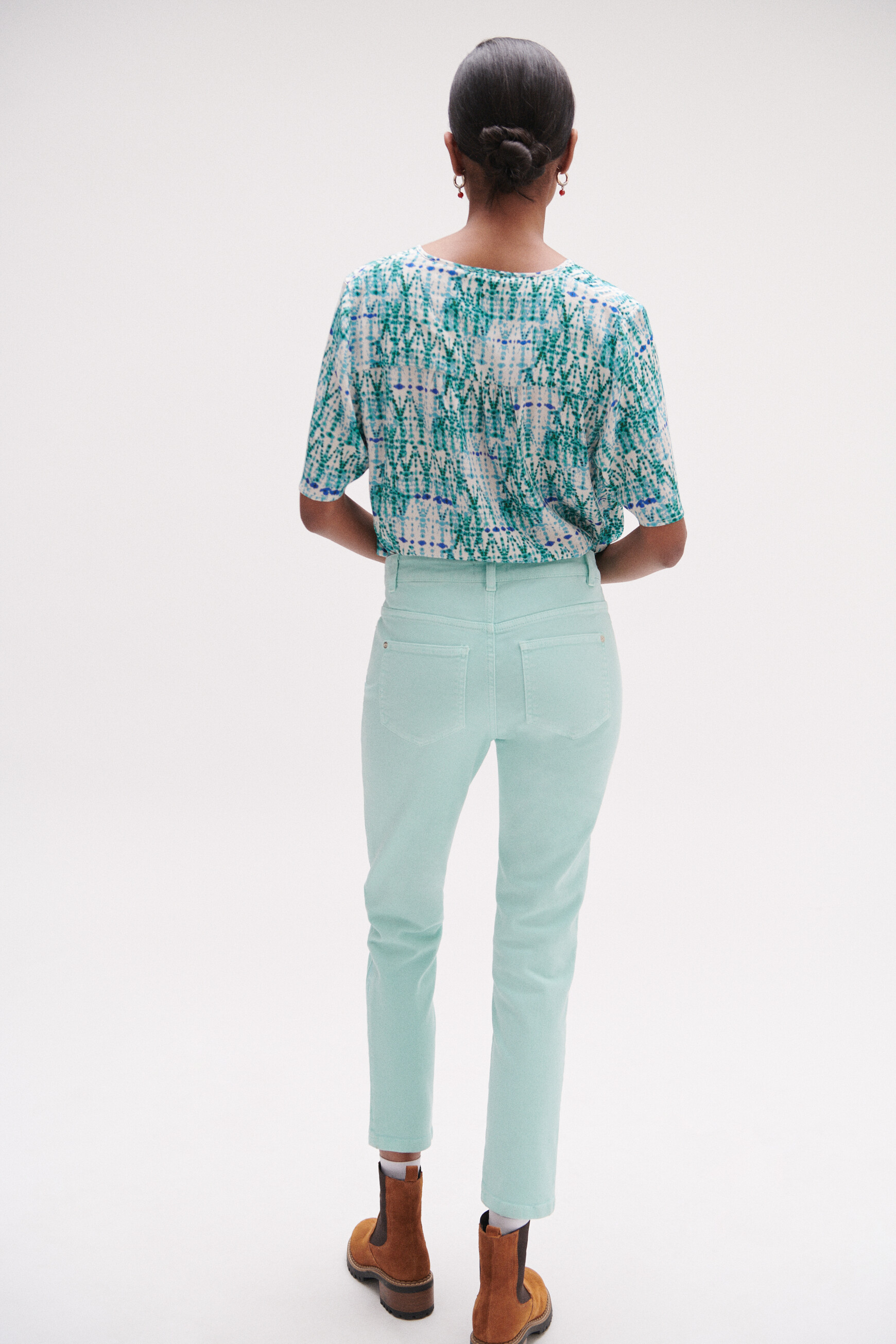 jean dalston colore a details brodes vert menthe femme Jean dalston coloré à détails brodés vert menthe femme