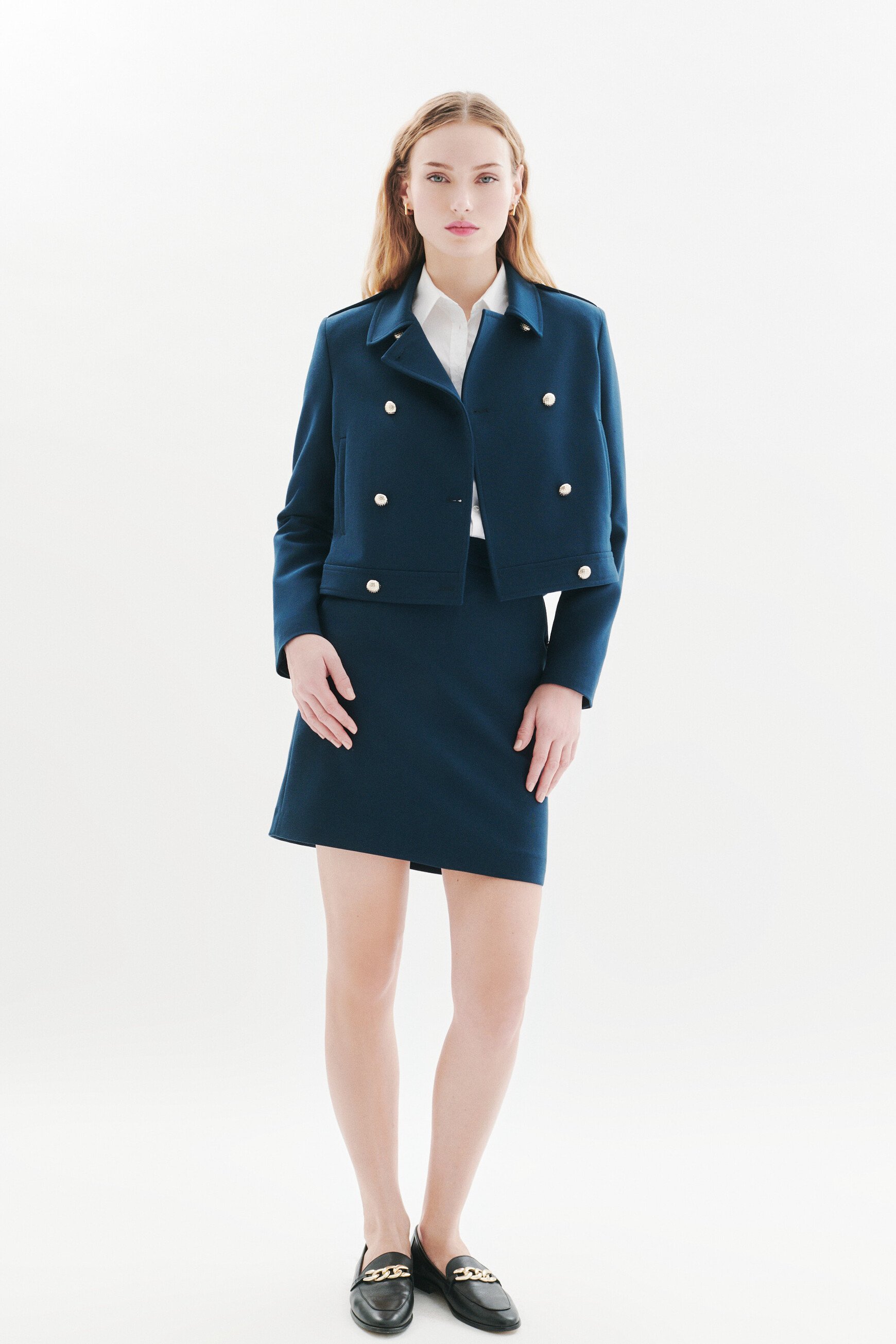 chaqueta vicomte azul petroleo mujer Chaqueta Vicomte azul petróleo mujer