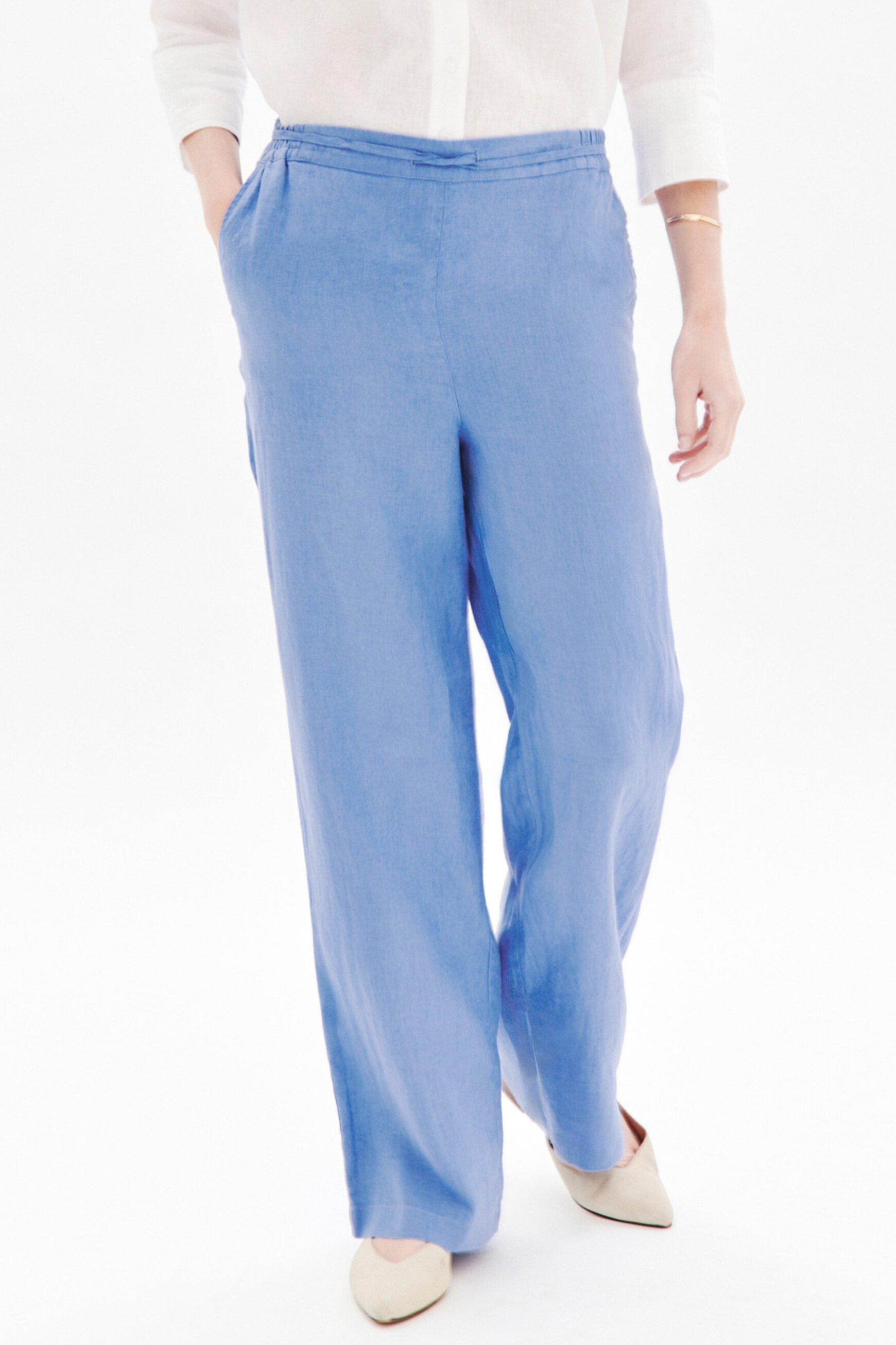 Pigment trousers 100% linen blue violet woman