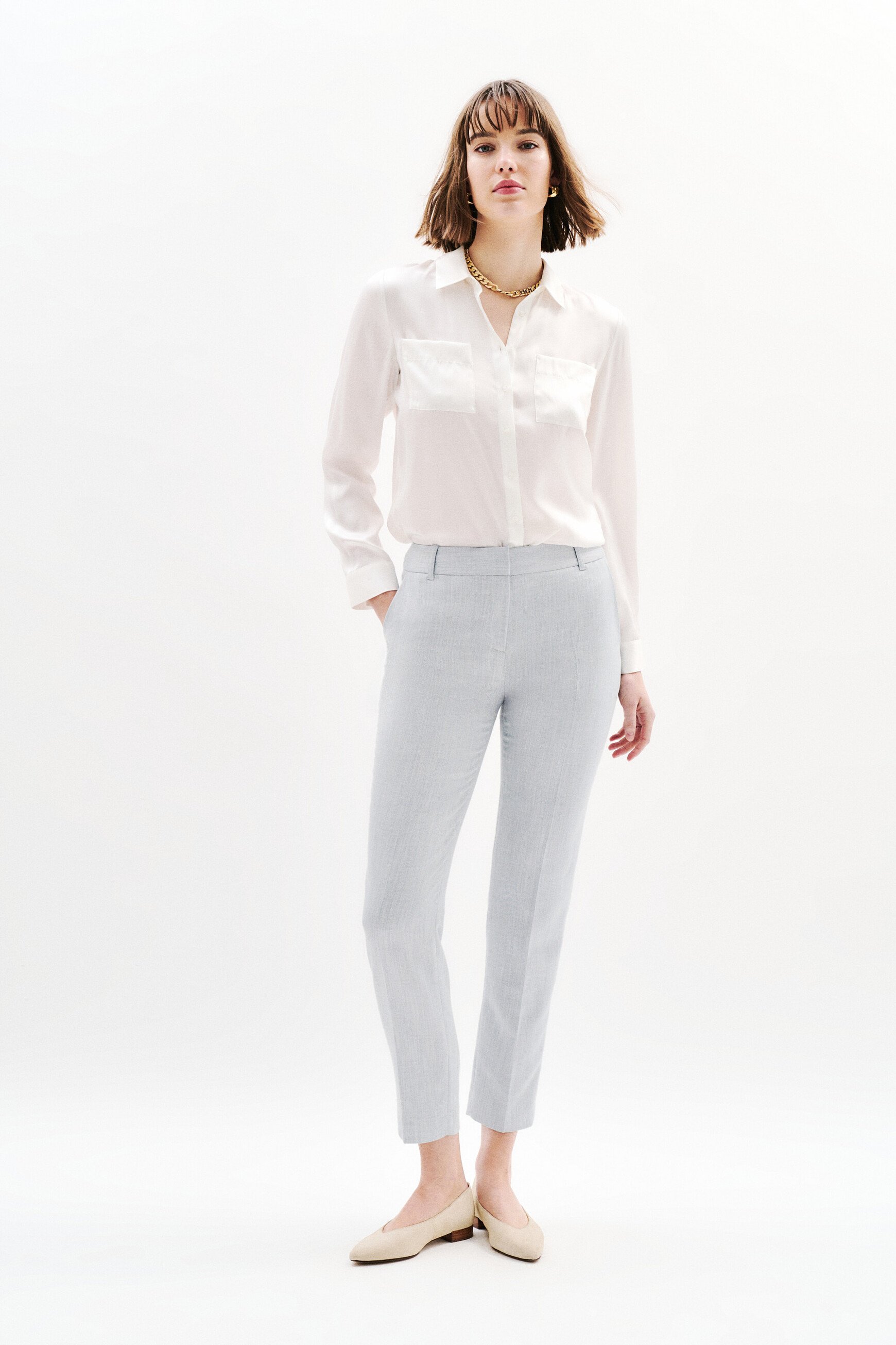 pantalon pgautier3 azul cielo mujer Pantalón Pgautier3 azul cielo mujer