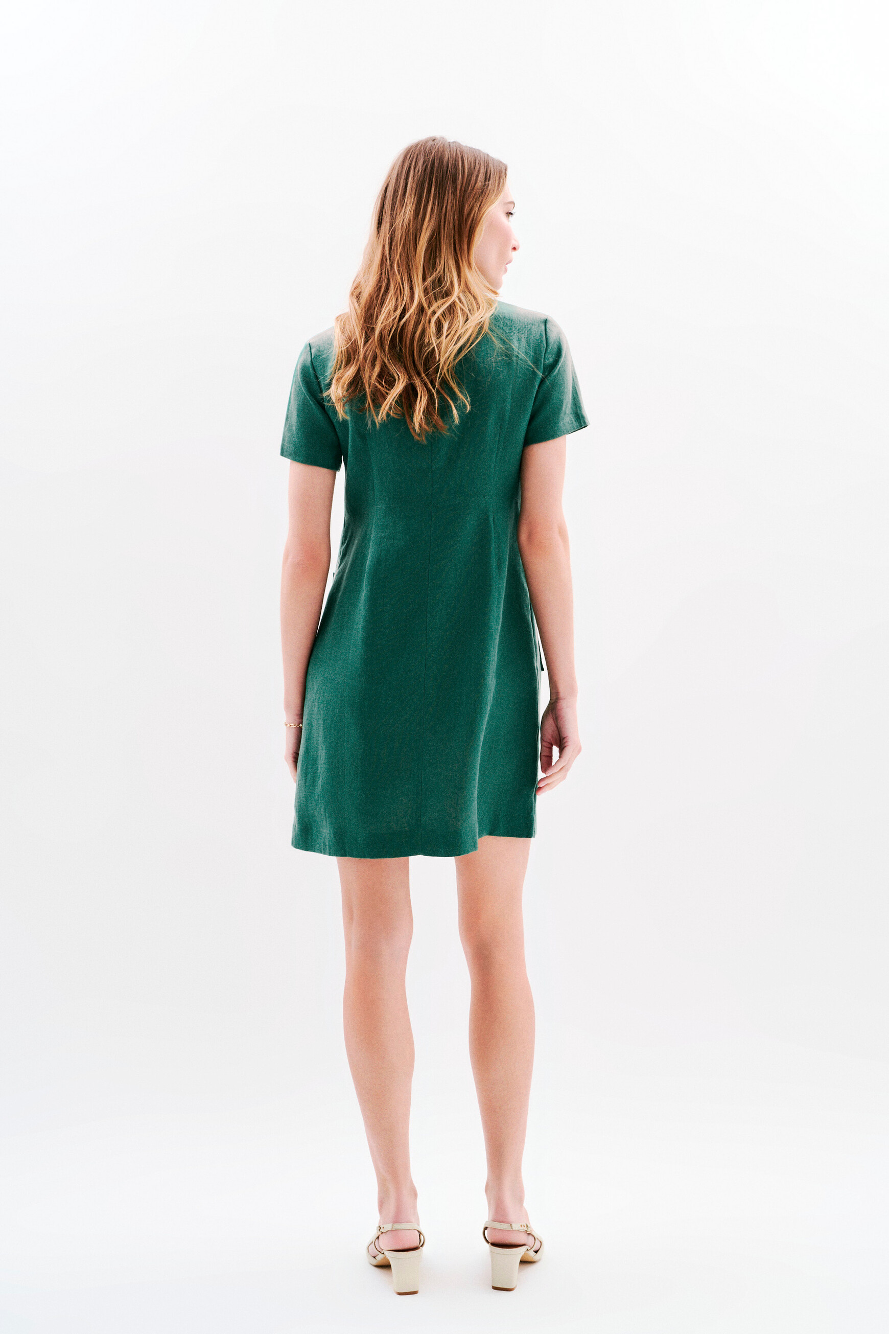 robe laure 100 lin vert fonce femme robe laure 100% lin vert foncé femme