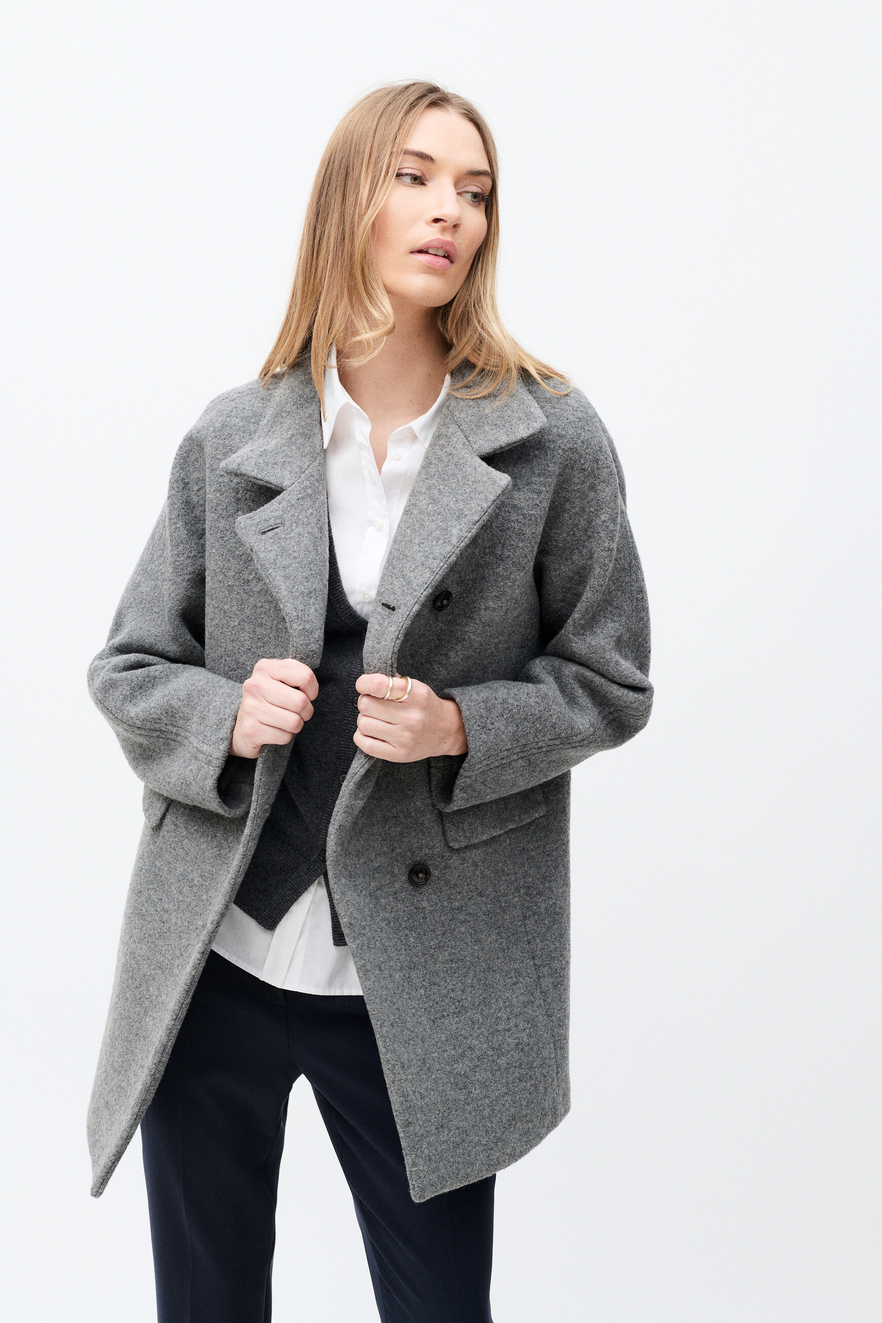 gerome 100 wool coat light grey woman Gerome 100% wool coat light grey woman
