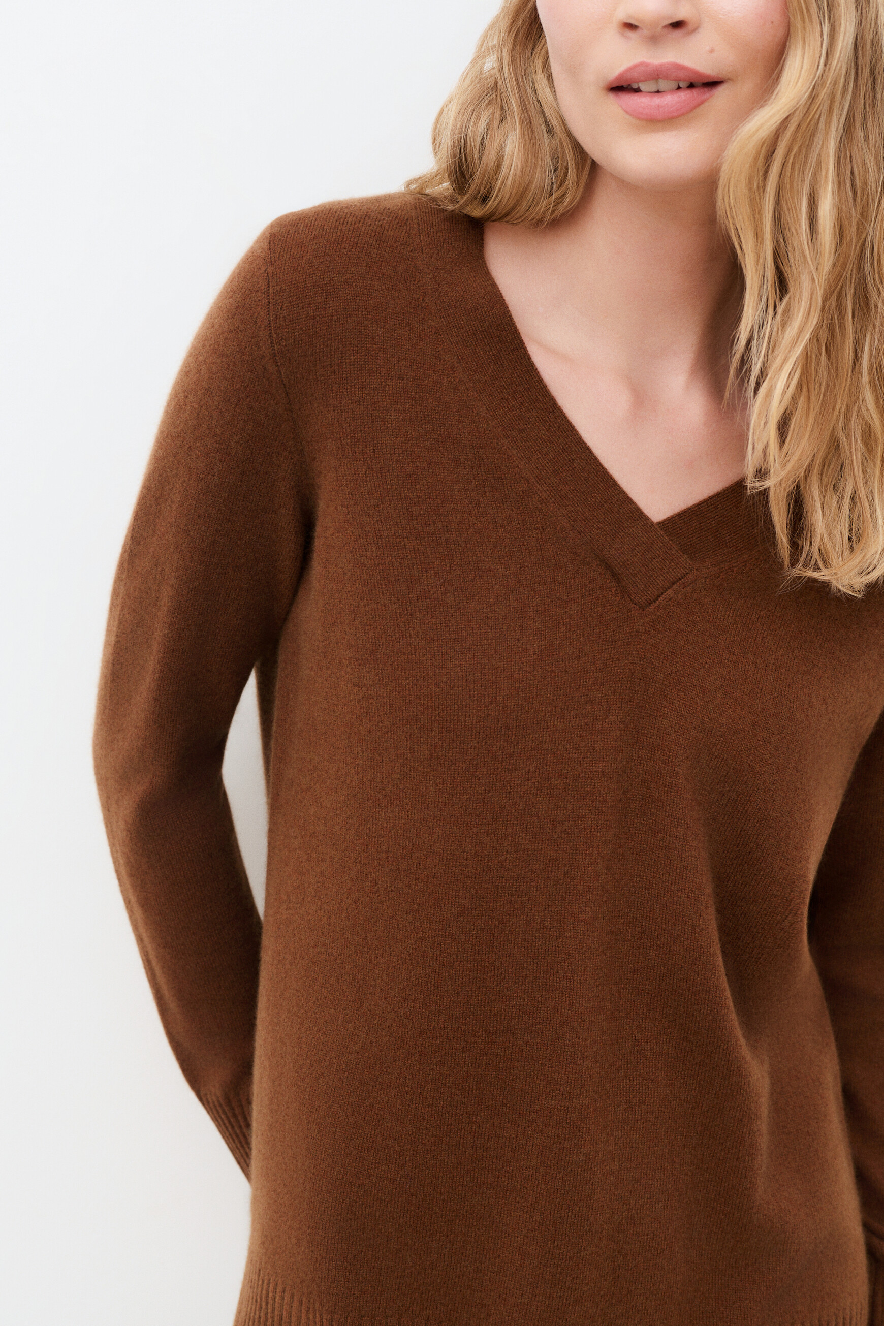 Mfrank sweater 100% cashmere cognac brown woman