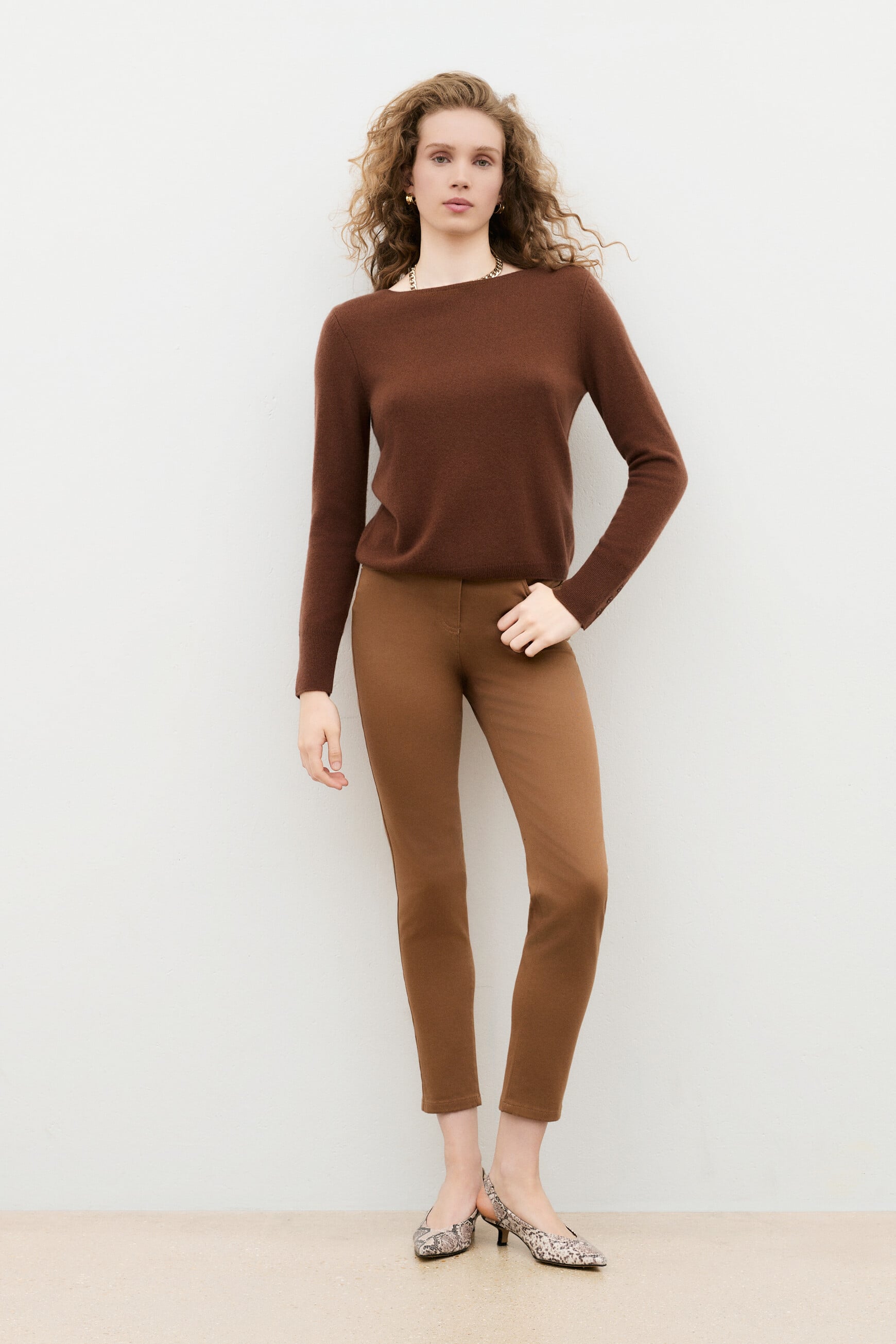 Mzoan 100% cashmere sweater cognac brown woman