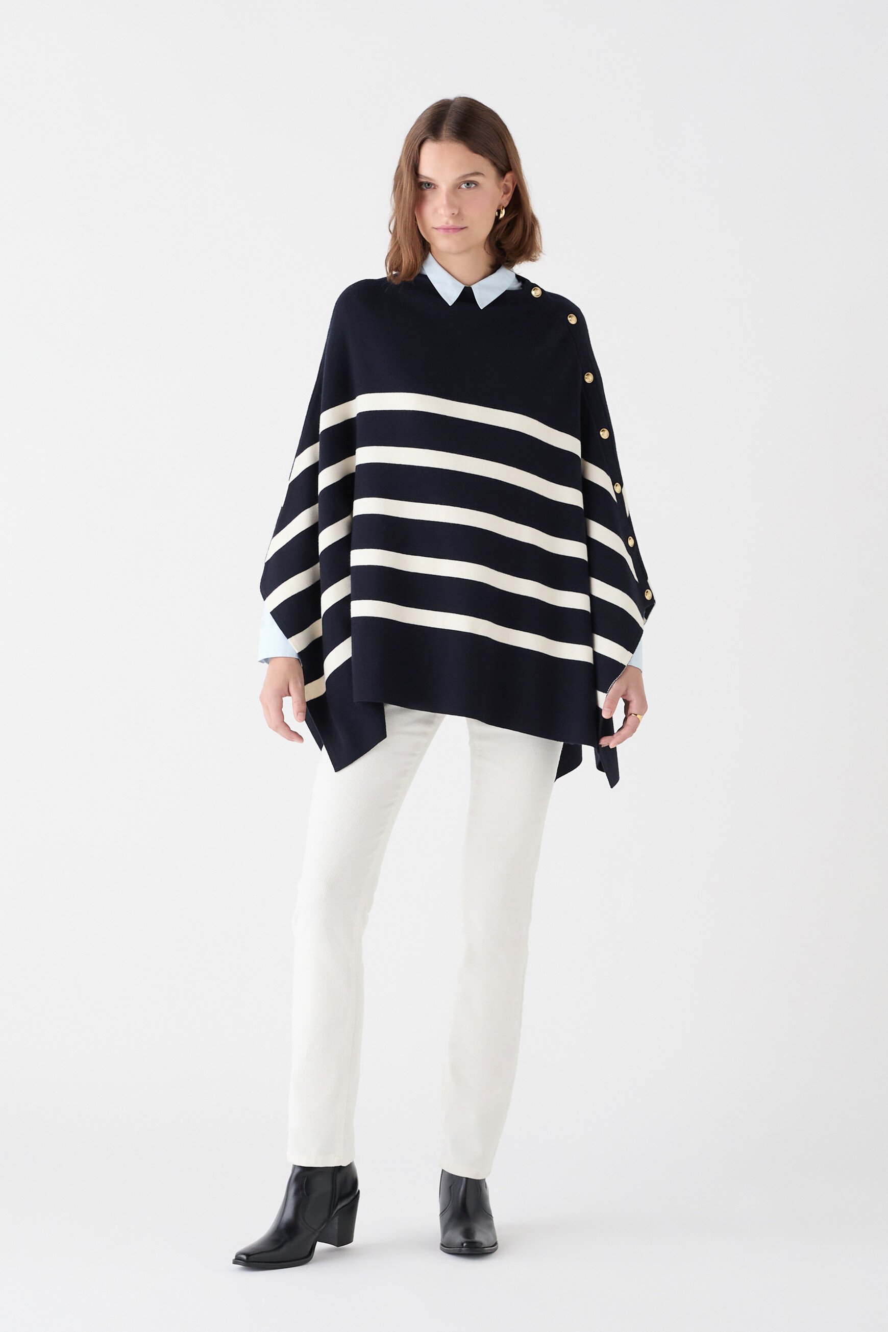 Helvirane poncho navy blue woman