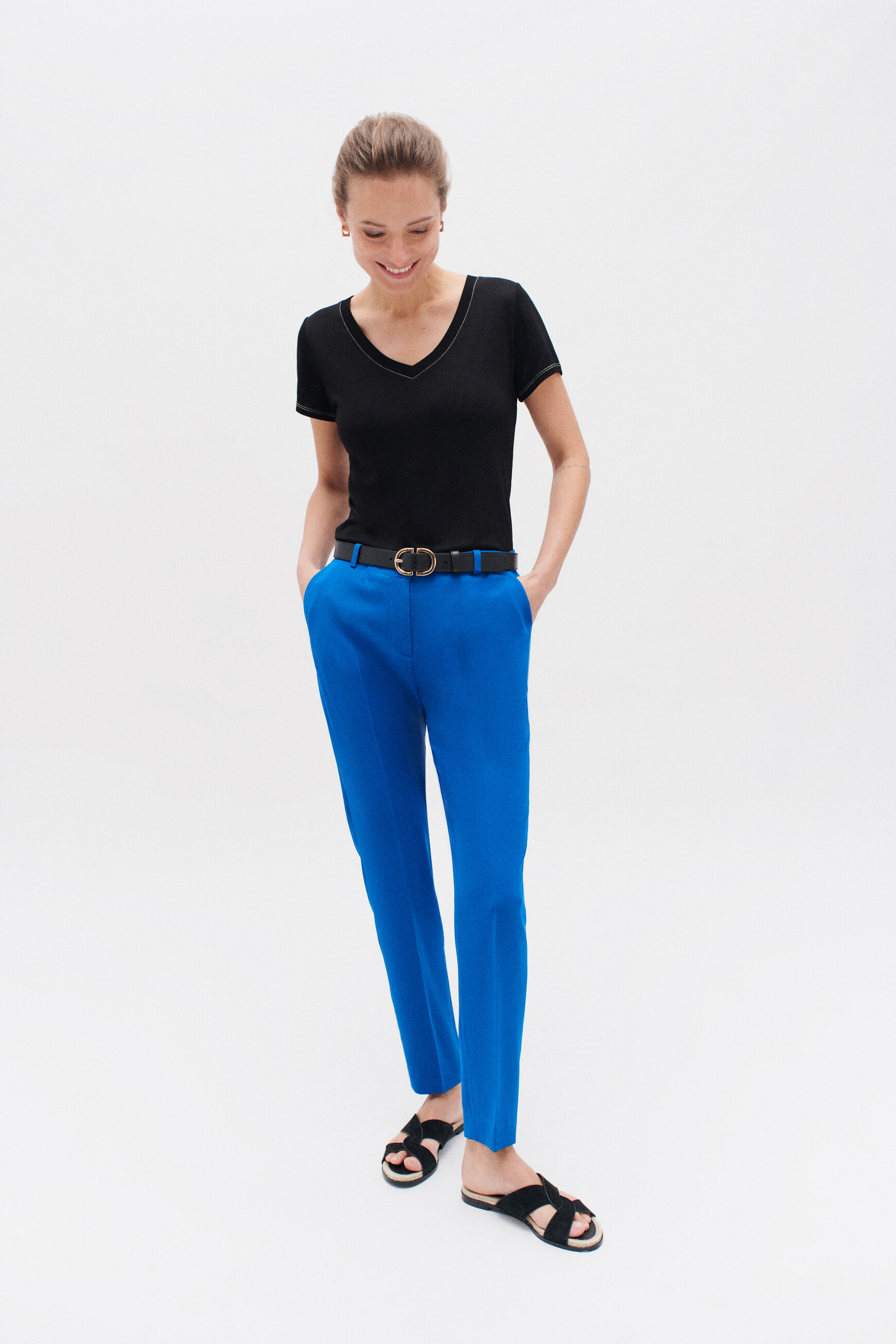 pantalon gautier bleu electrique femme pantalon gautier bleu electrique femme