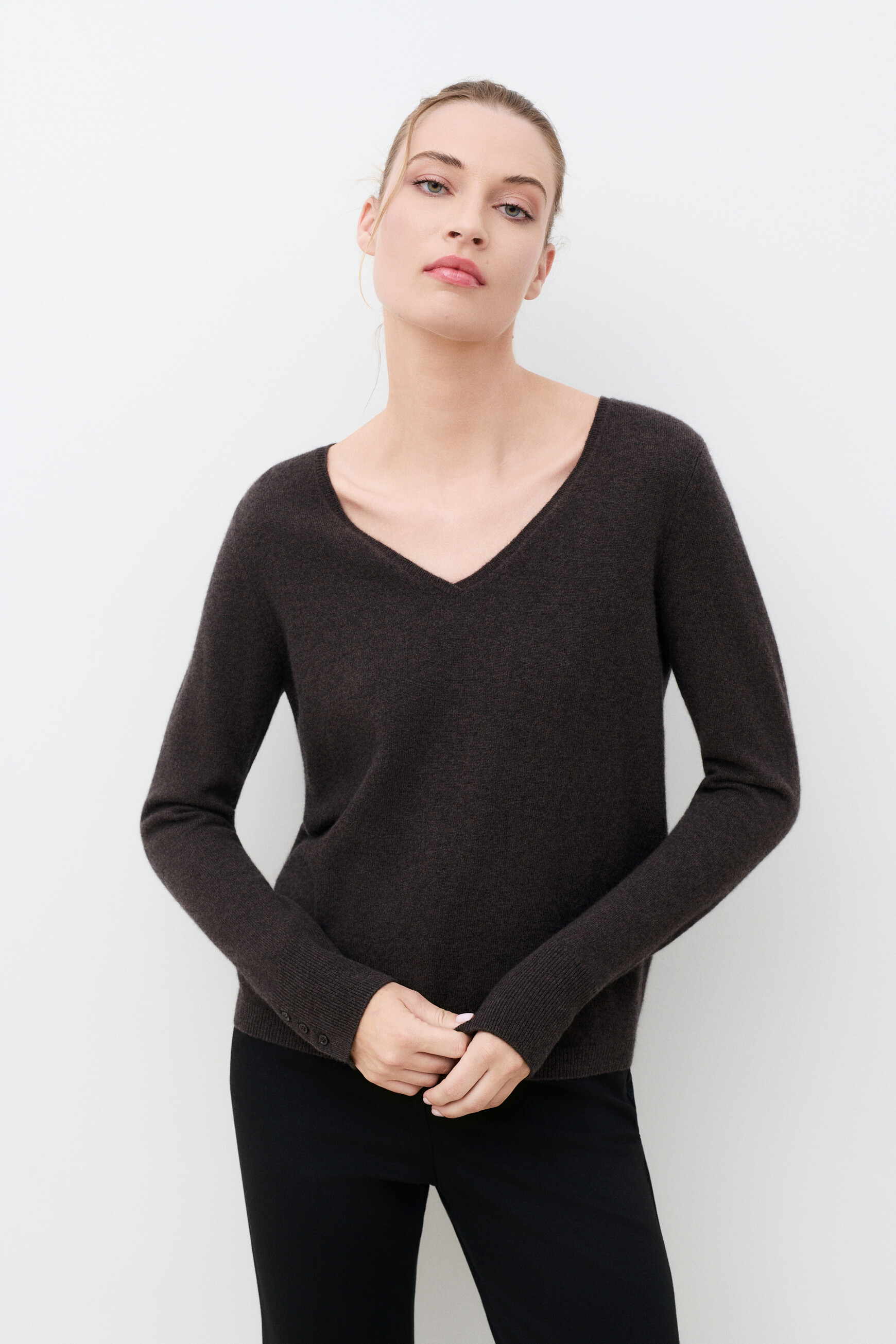 Mvickie sweater 100% cashmere dark brown woman