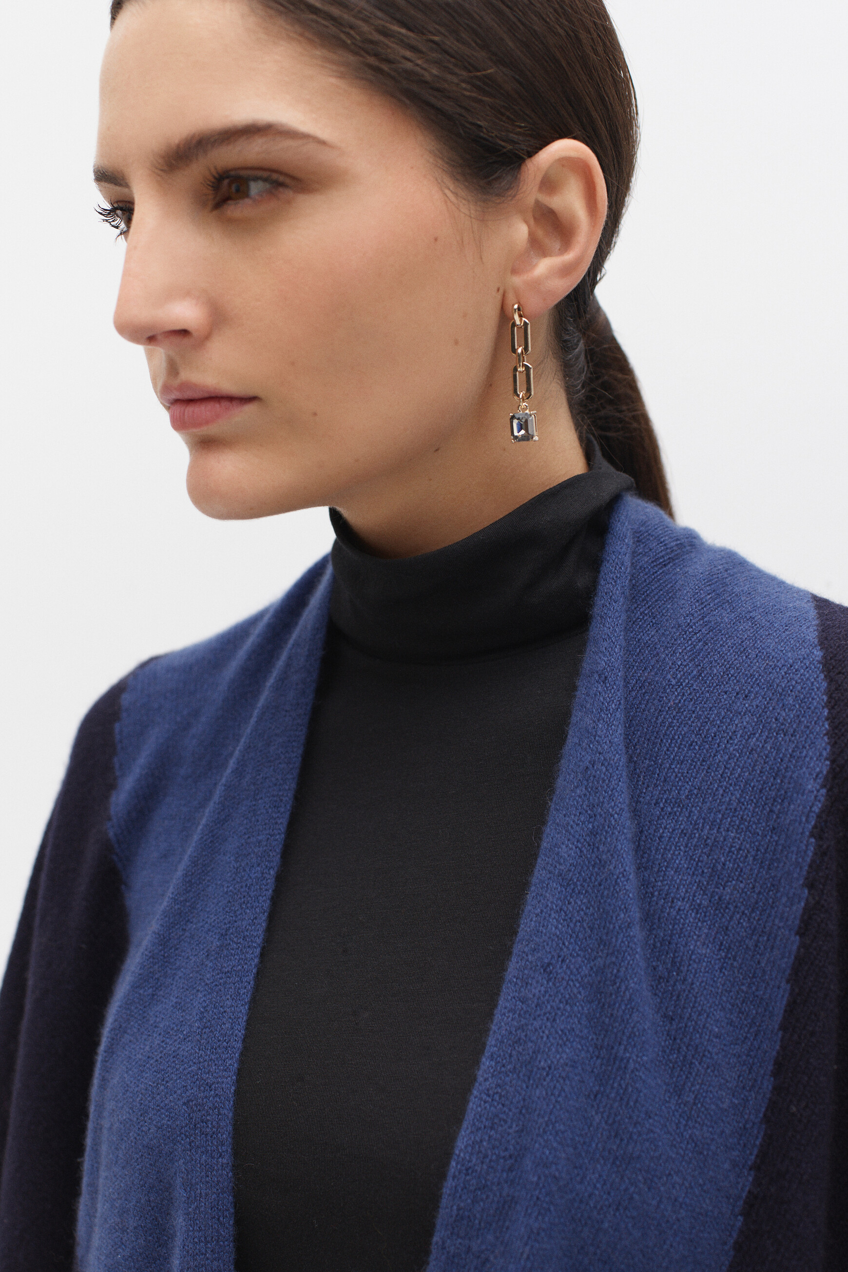 poncho charles b 100% cachemire bleu marine femme