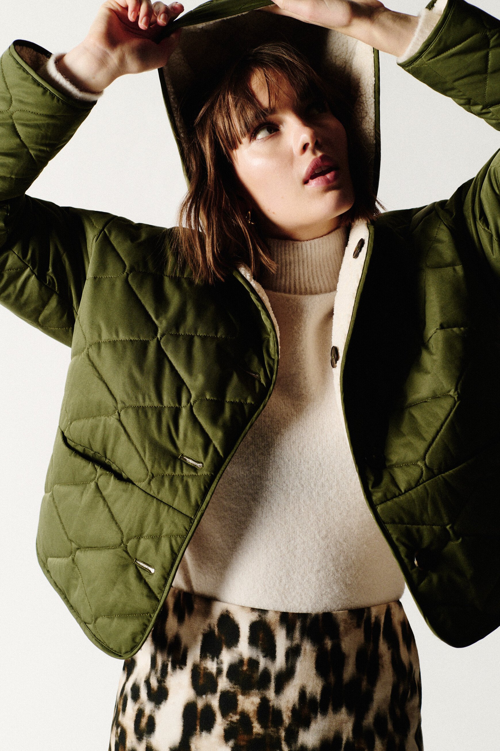 Golgien padded jacket khaki green woman
