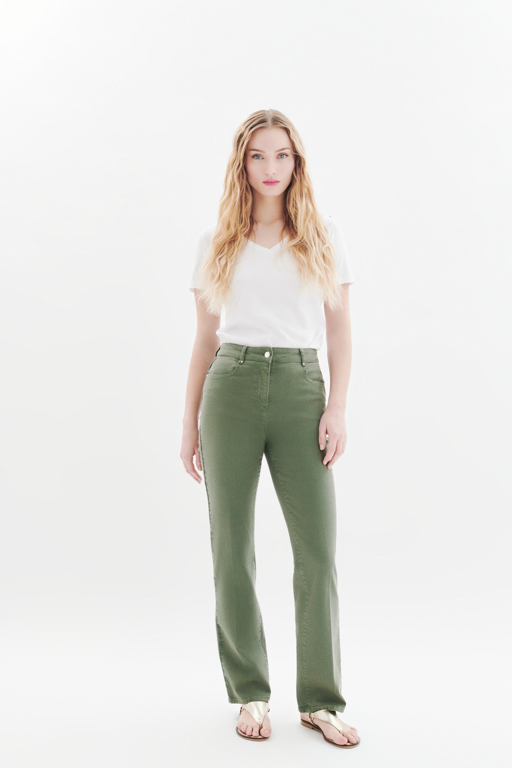 Pcomolong trousers khaki green woman