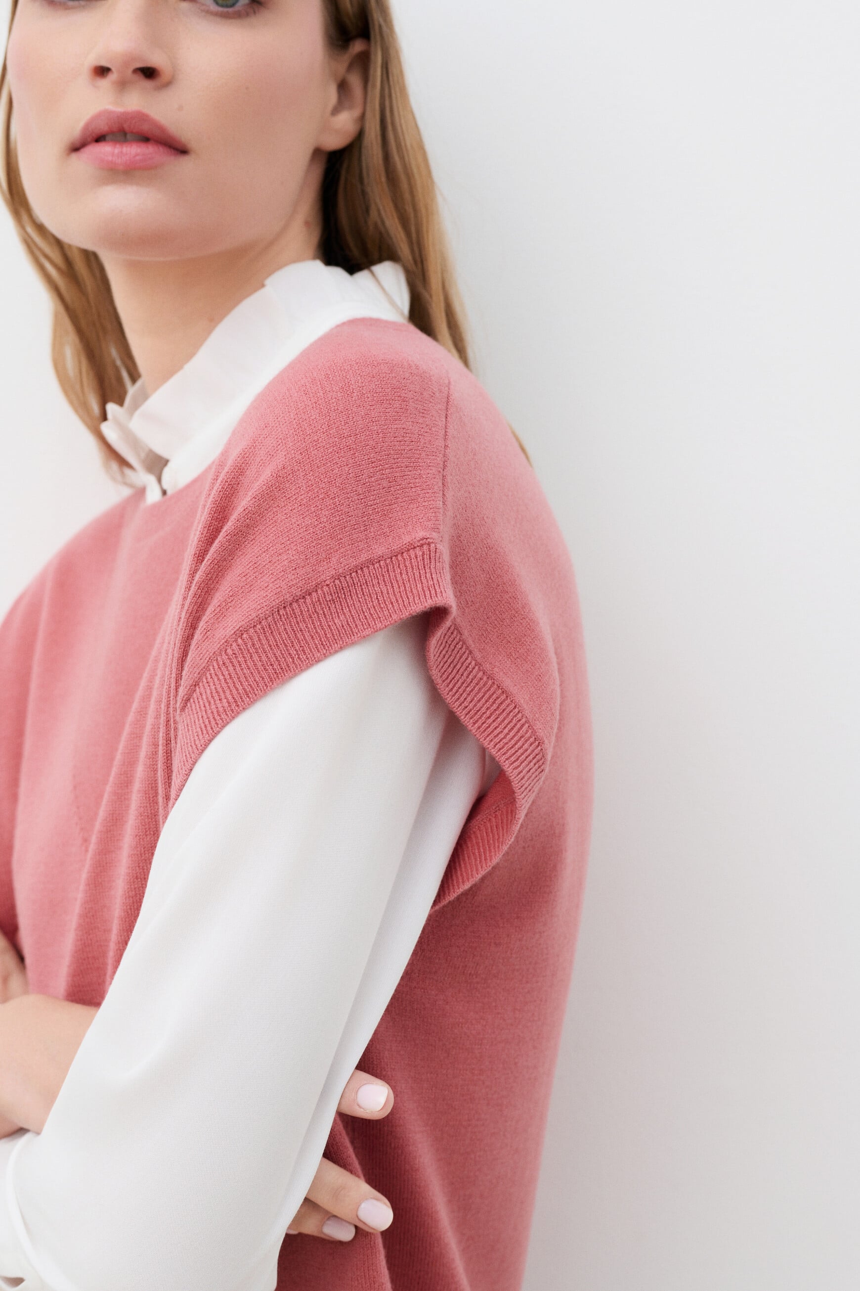 Pull mathilde 100% laine vieux rose femme