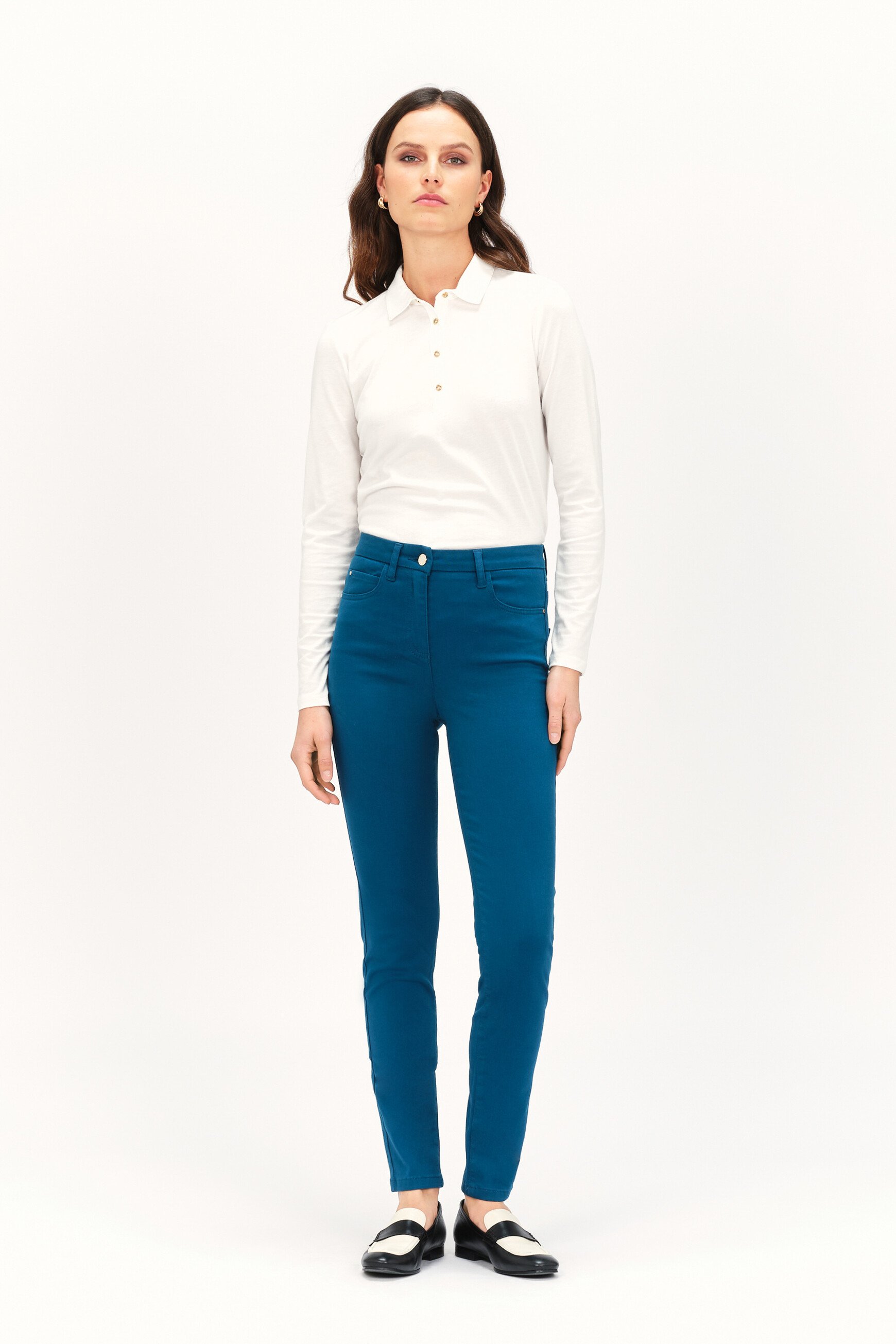 Pantaloni Tony blu petrolio donna