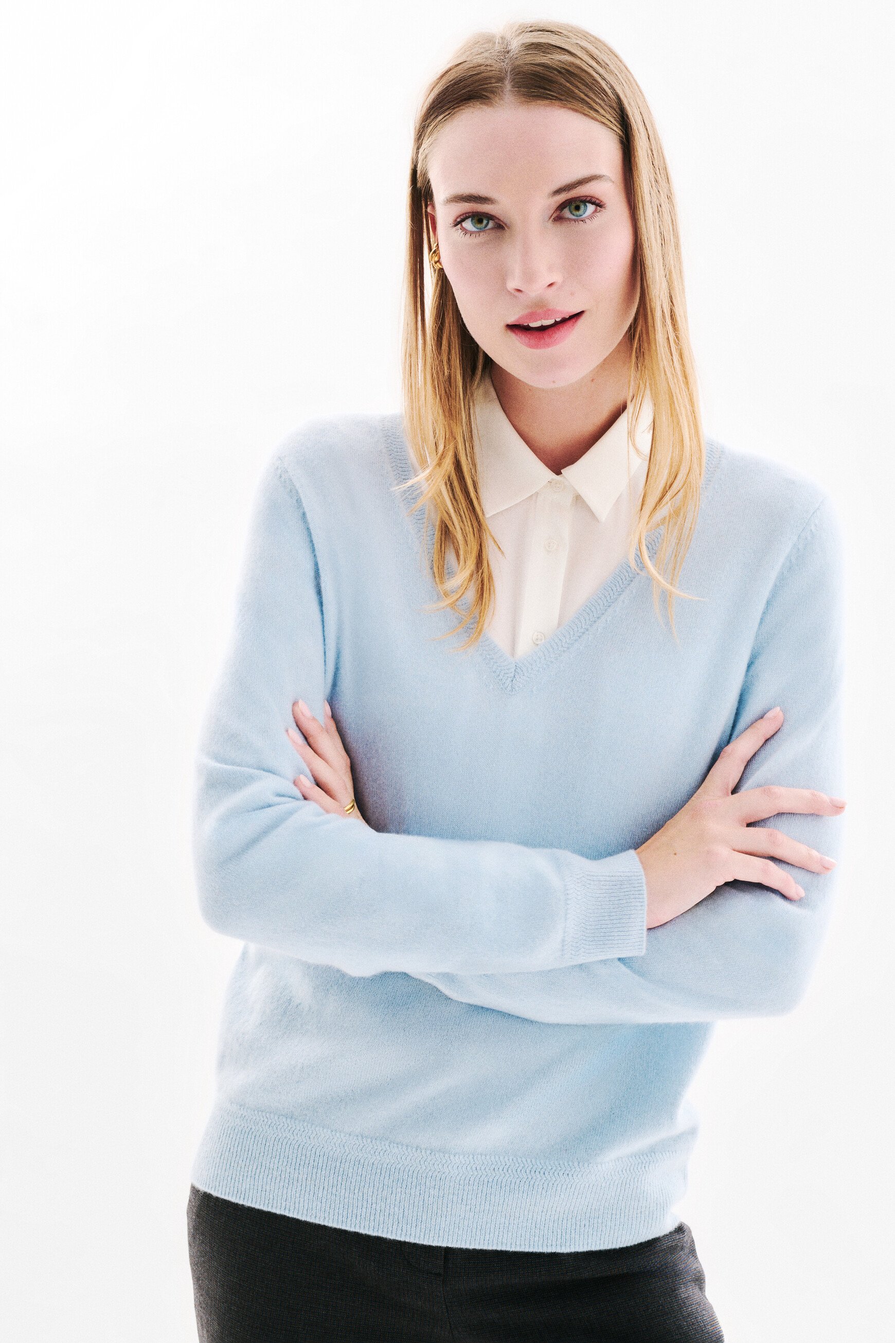 Pull marianne2 100 % cachemire bleu pastel femme