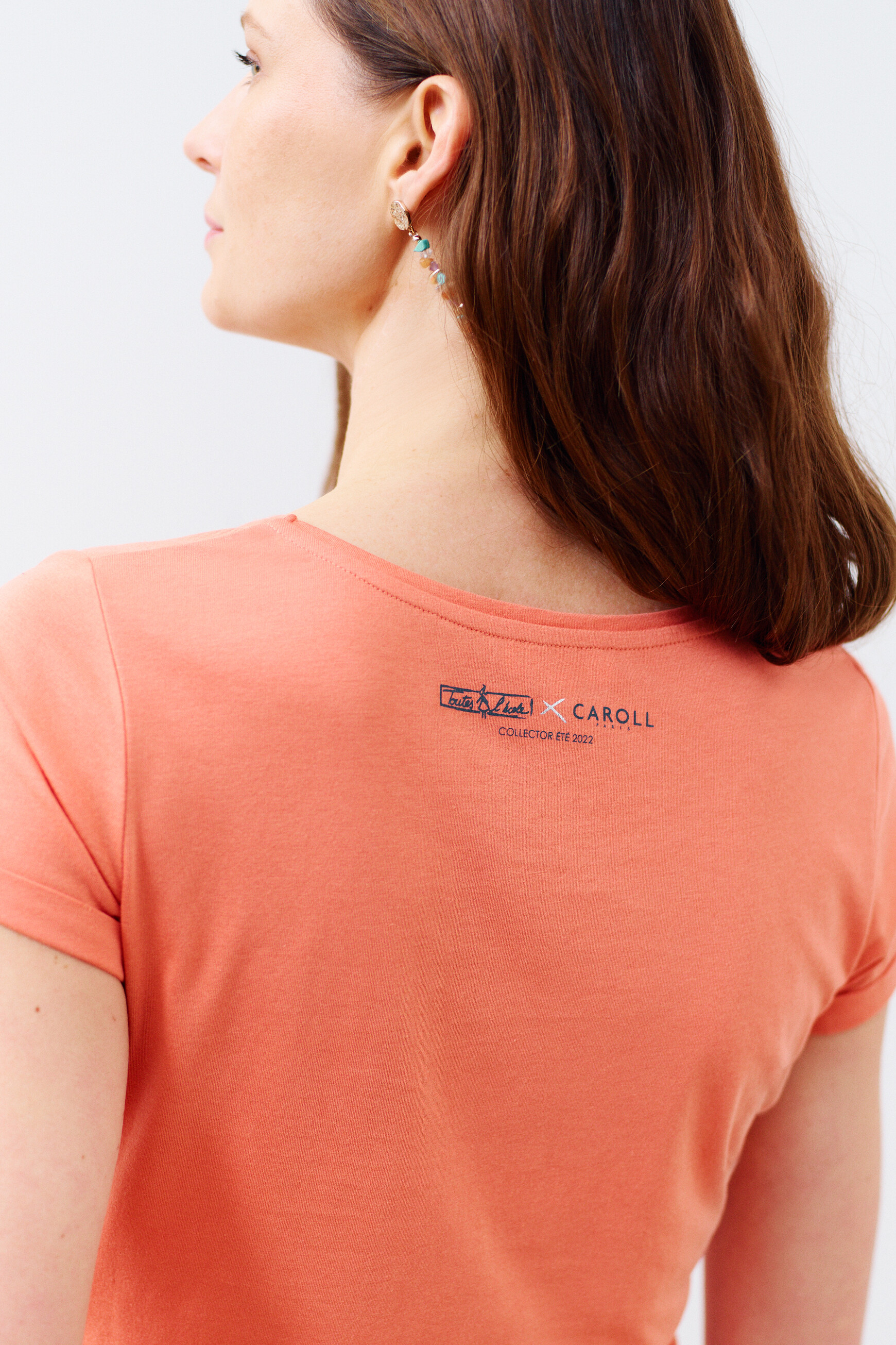t shirt maxine rose corail femme