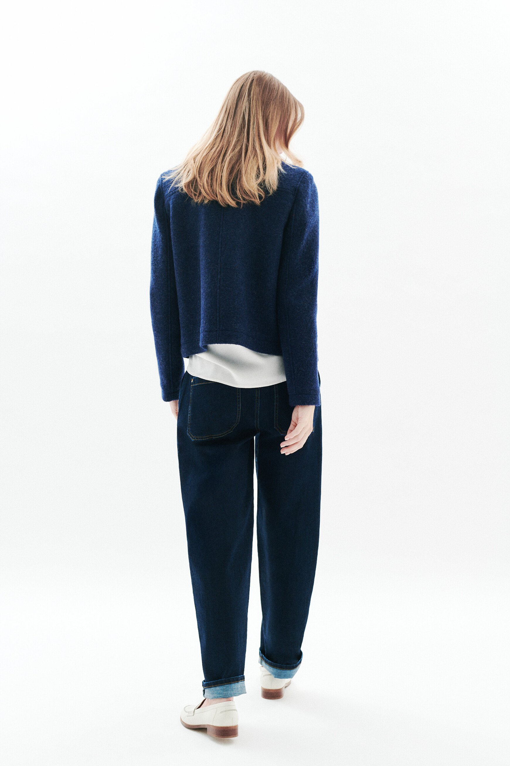 Veste Vminatalaine 100% laine bleu marine femme