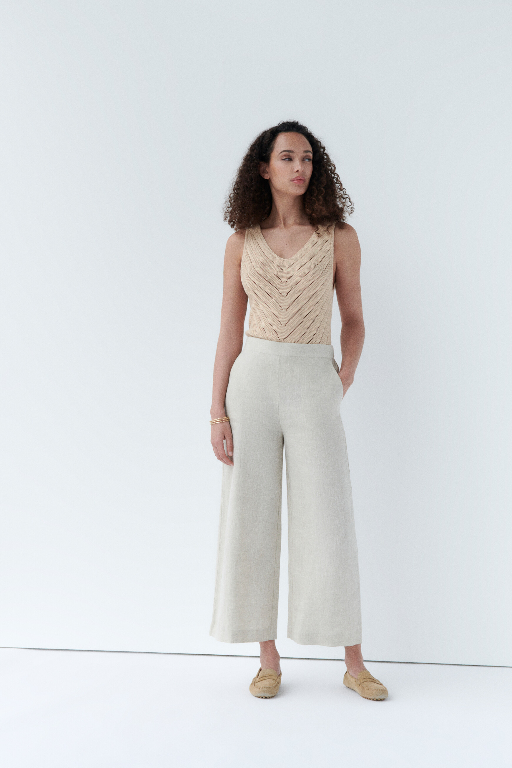 pantalon pandi 100 lin sable femme Pantalon pandi 100% lin sable femme