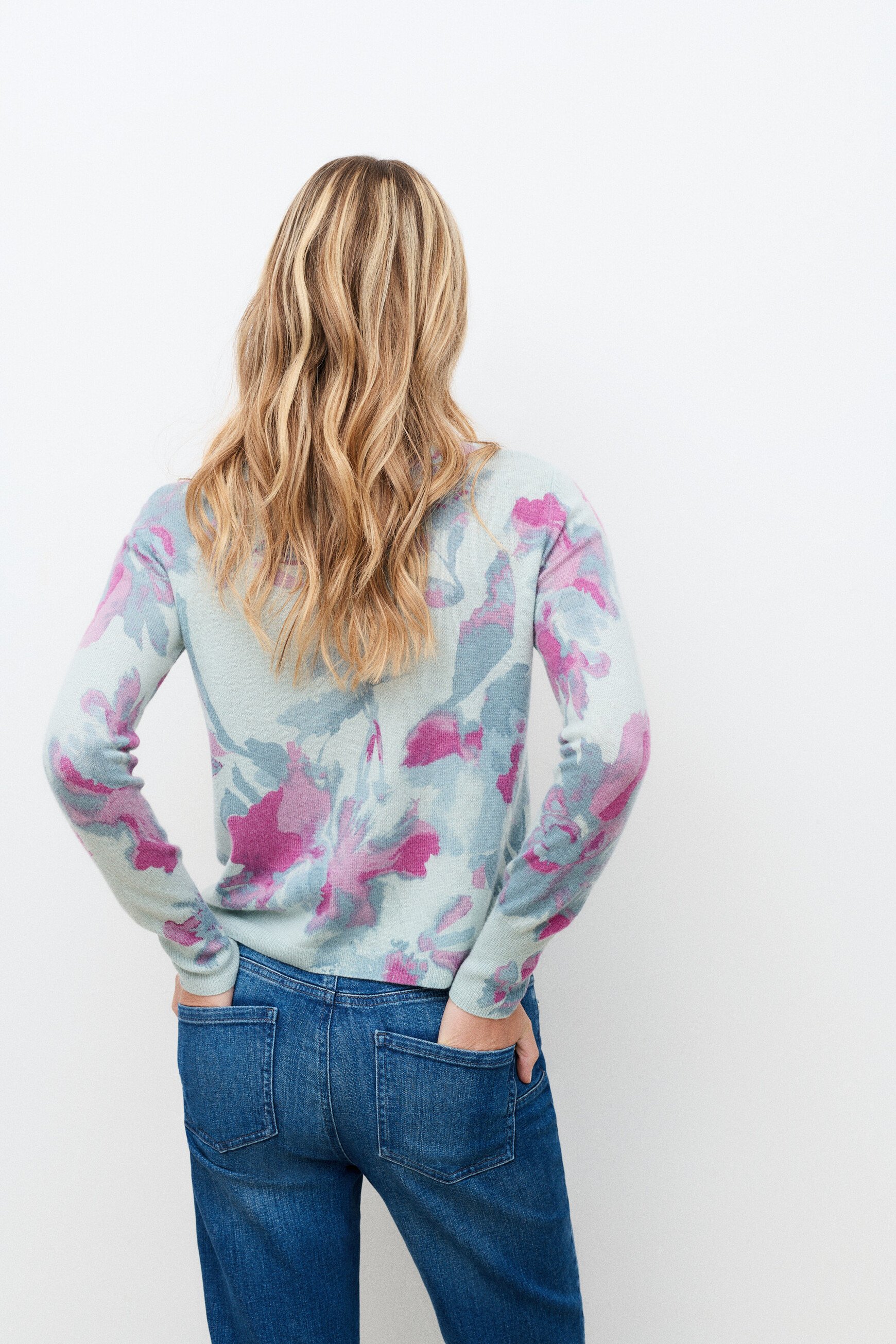 Pull Mzoelo2 100% cachemire bleu gris femme