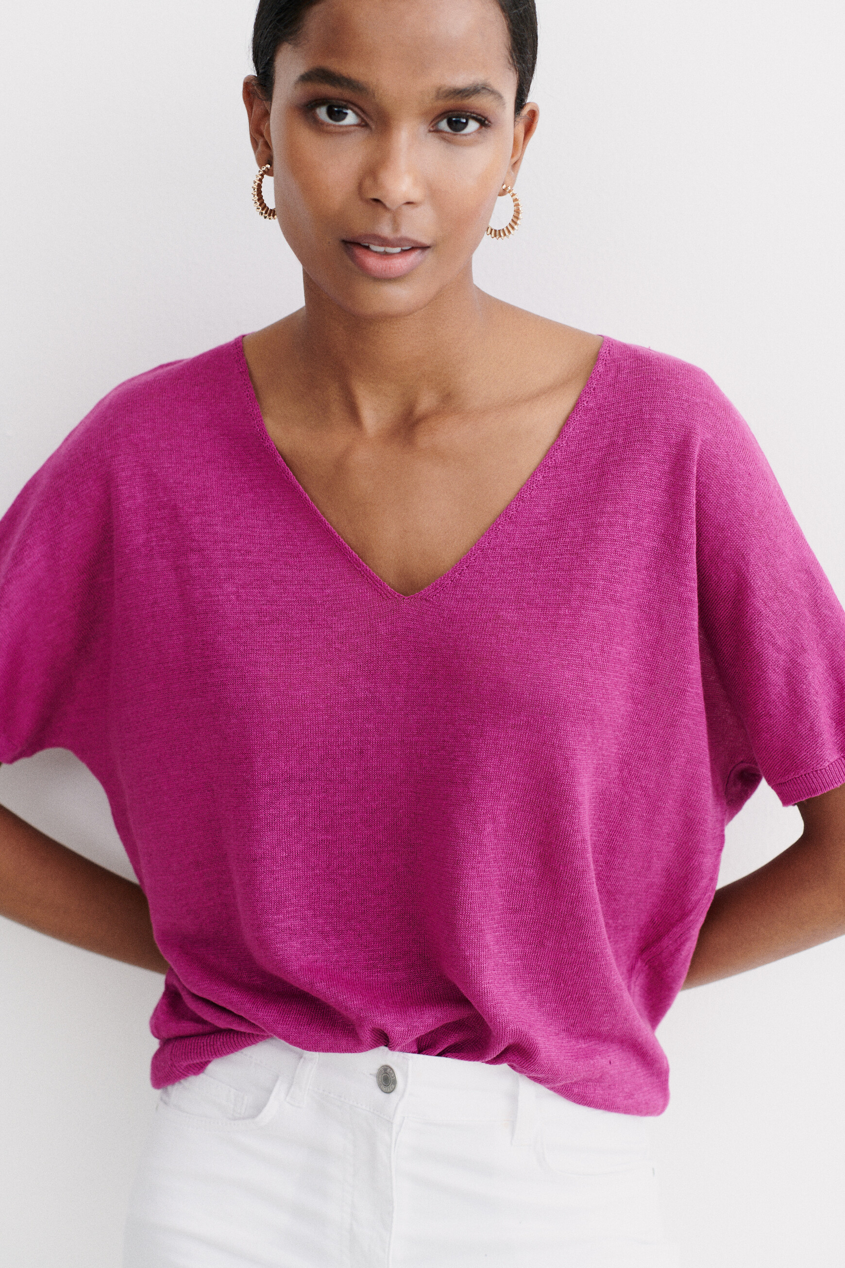pull milane 100 lin violet femme pull milane 100% lin violet femme