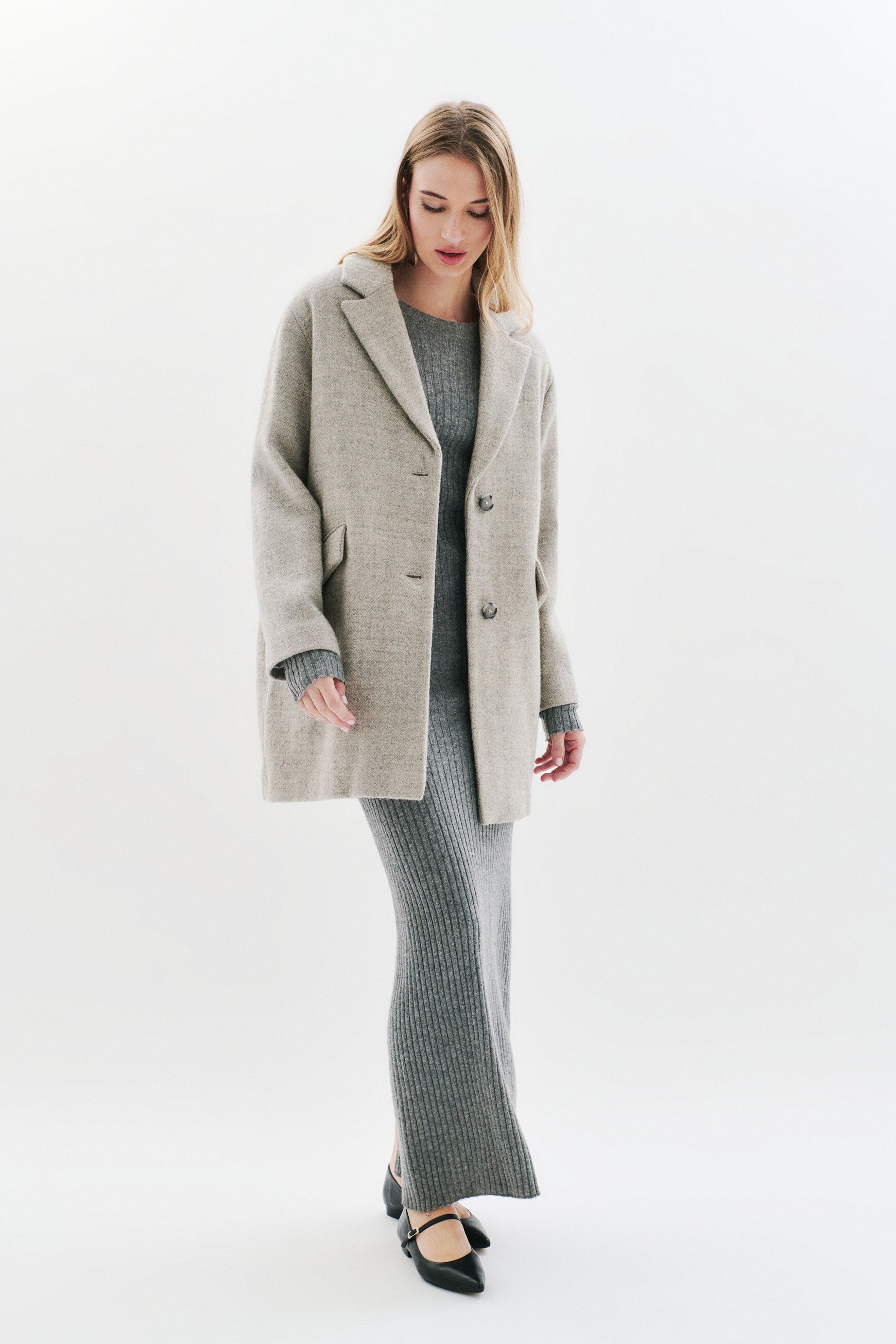 gbrillant coat 100 wool dark grey woman Gbrillant coat 100% wool dark grey woman