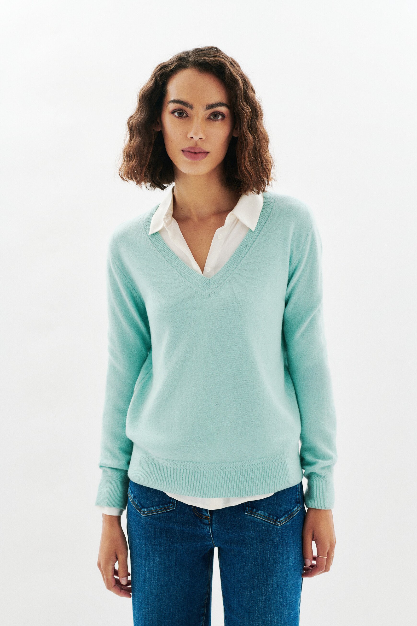 pullover marianne2 100 % kaschmir türkisblau damen