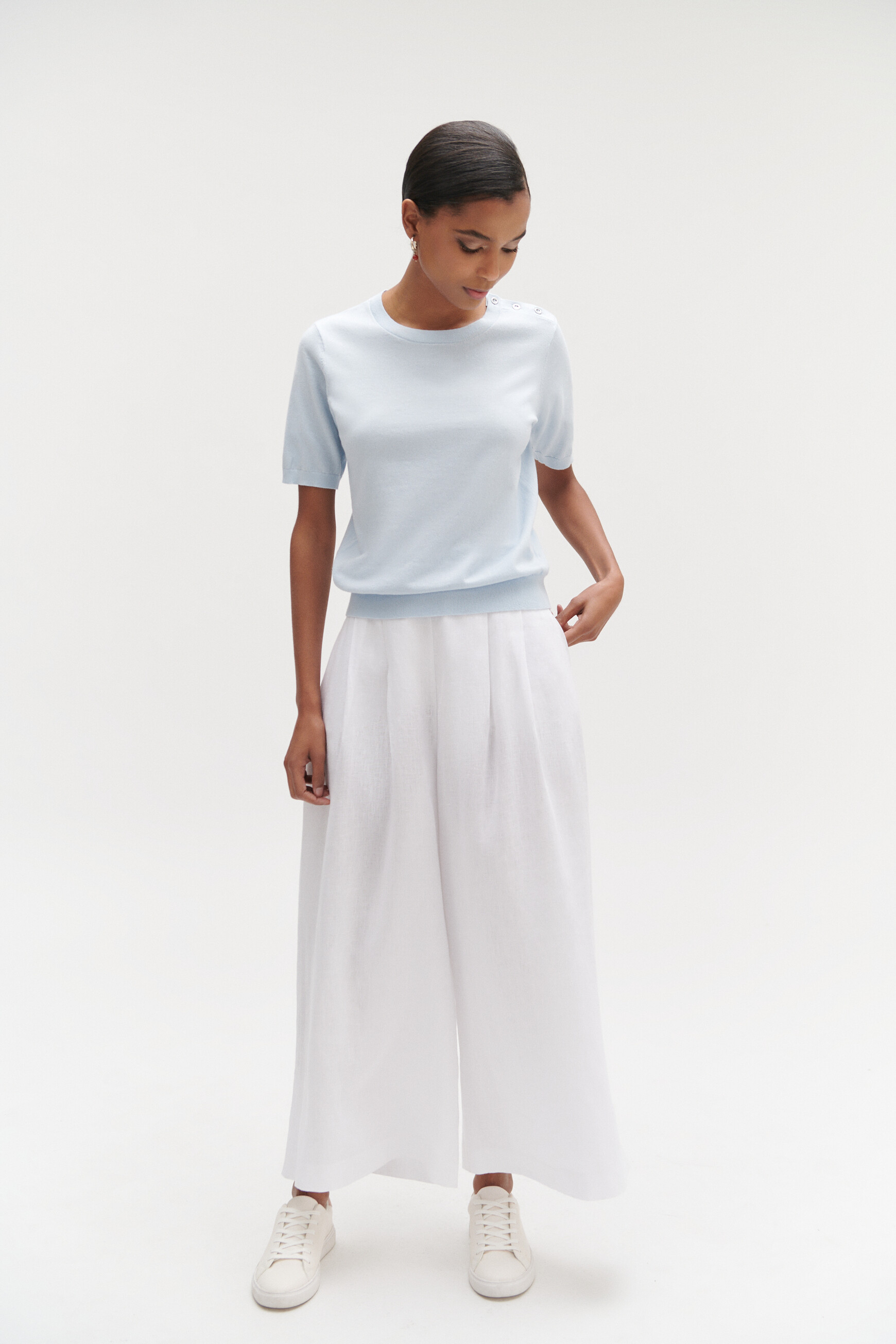 pantalon valvano jupe culotte 100 lin blanc femme Pantalon valvano jupe-culotte 100% lin blanc femme