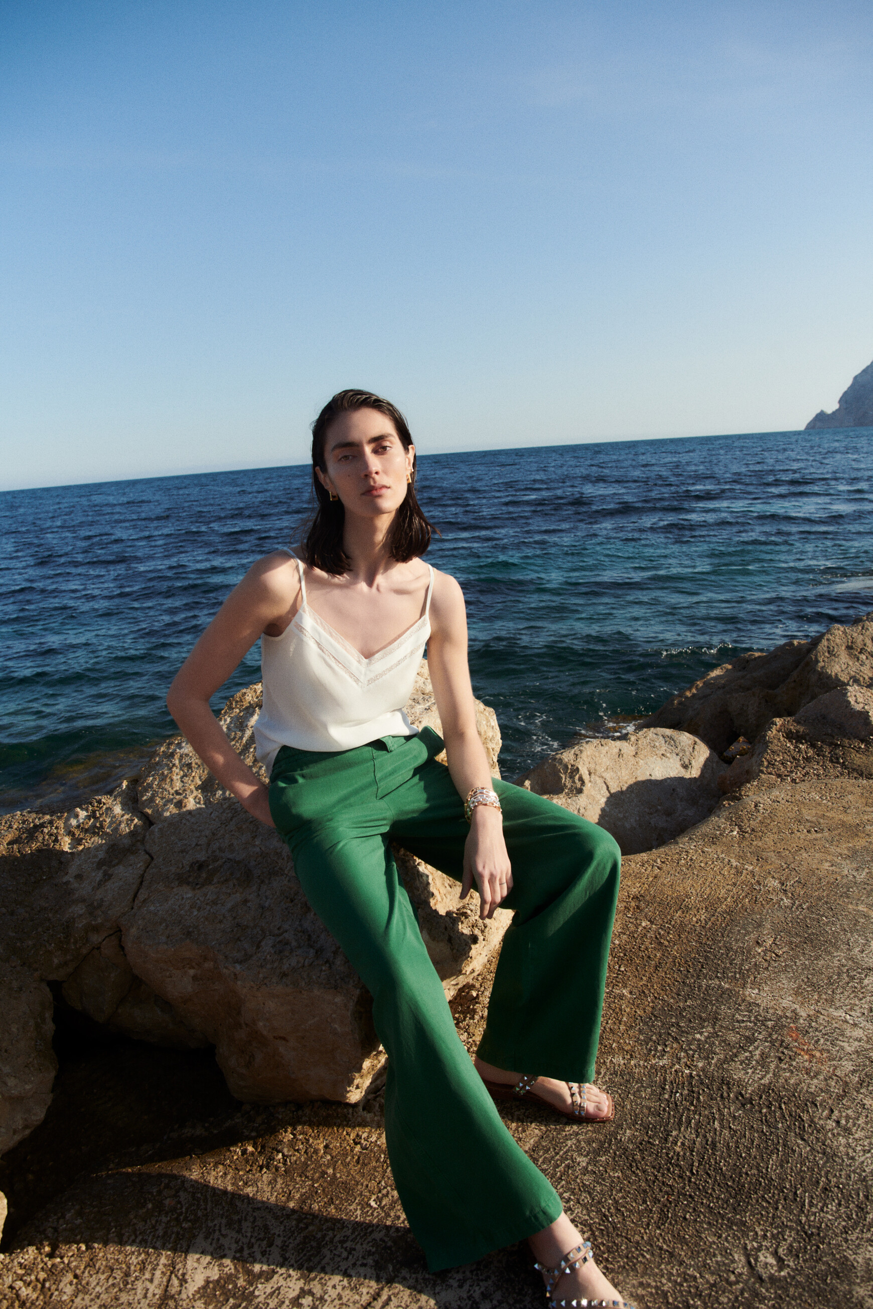 pantalon pbergame vert menthe femme Pantalon pbergame vert menthe femme