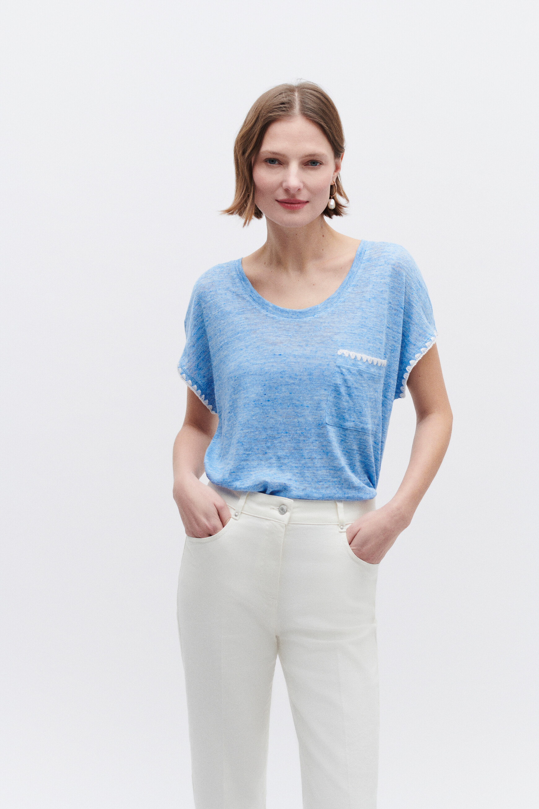 t shirt evita 100 lin bleu femme t-shirt evita 100% lin bleu femme