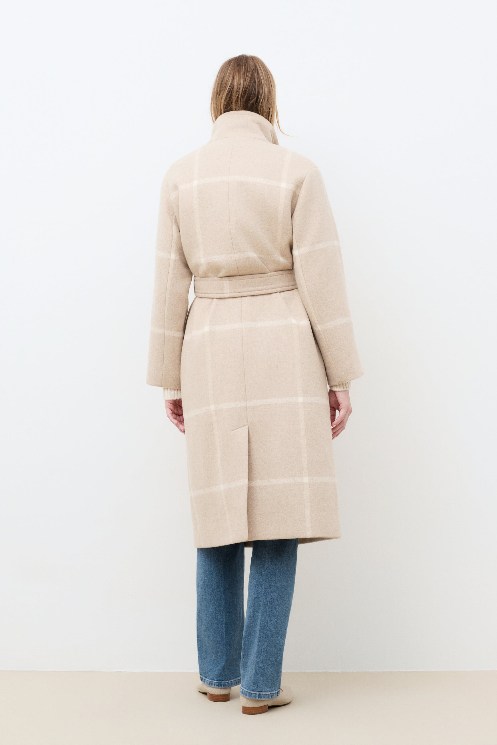 Gromeo Check coat sand woman